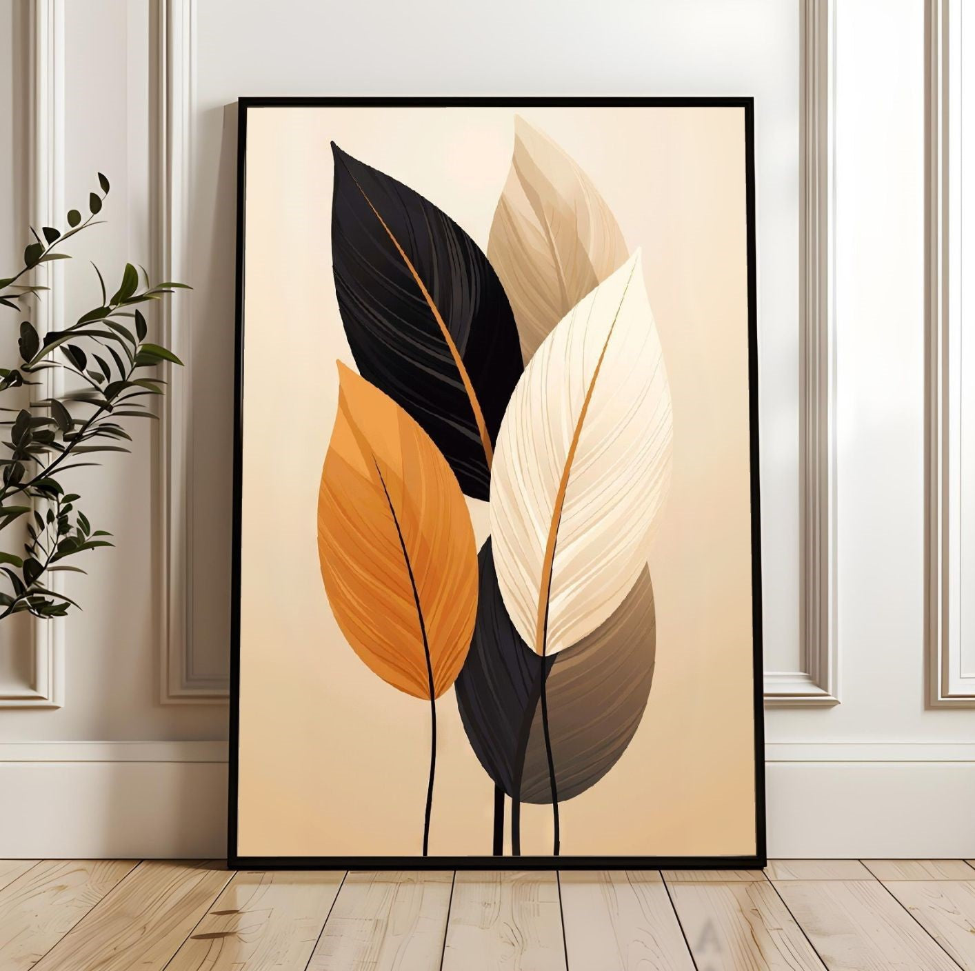 Minimalist Leaf Wall Art Print – Fall Decor & Autumn Gift for Host