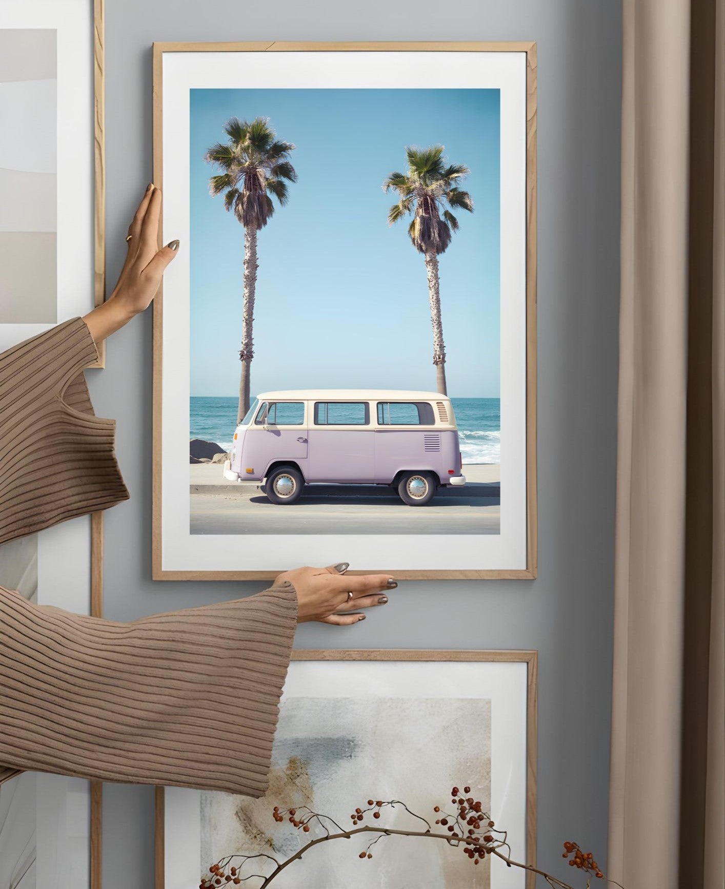 Vintage Volkswagen Van Wall Art – California Beach Print