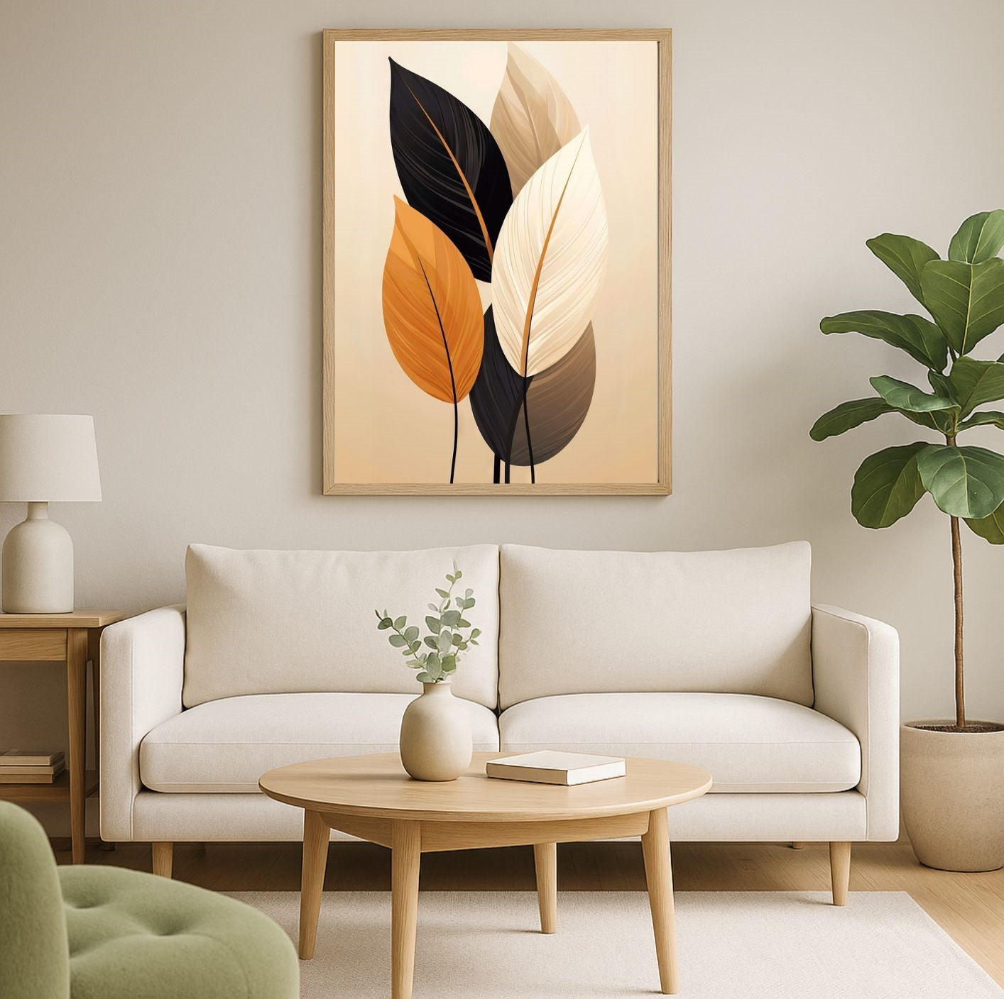 Minimalist Leaf Wall Art Print – Fall Decor & Autumn Gift for Host