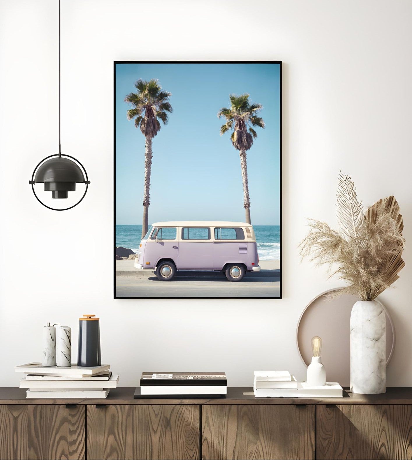 Vintage Volkswagen Van Wall Art – California Beach Print