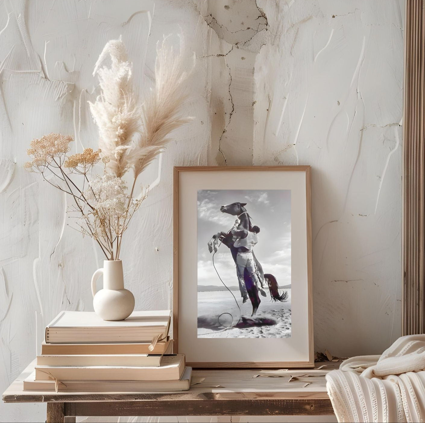 Wild West Cowboy Rodeo Print | Black & White Horse Wall Art | Rustic Western Poster | Masculine Cowboy Home Decor