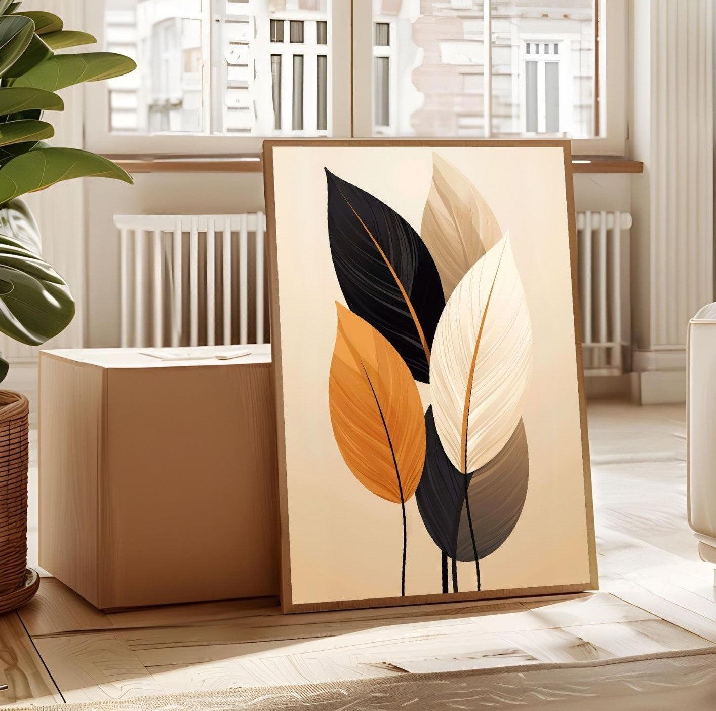 Minimalist Leaf Wall Art Print – Fall Decor & Autumn Gift for Host