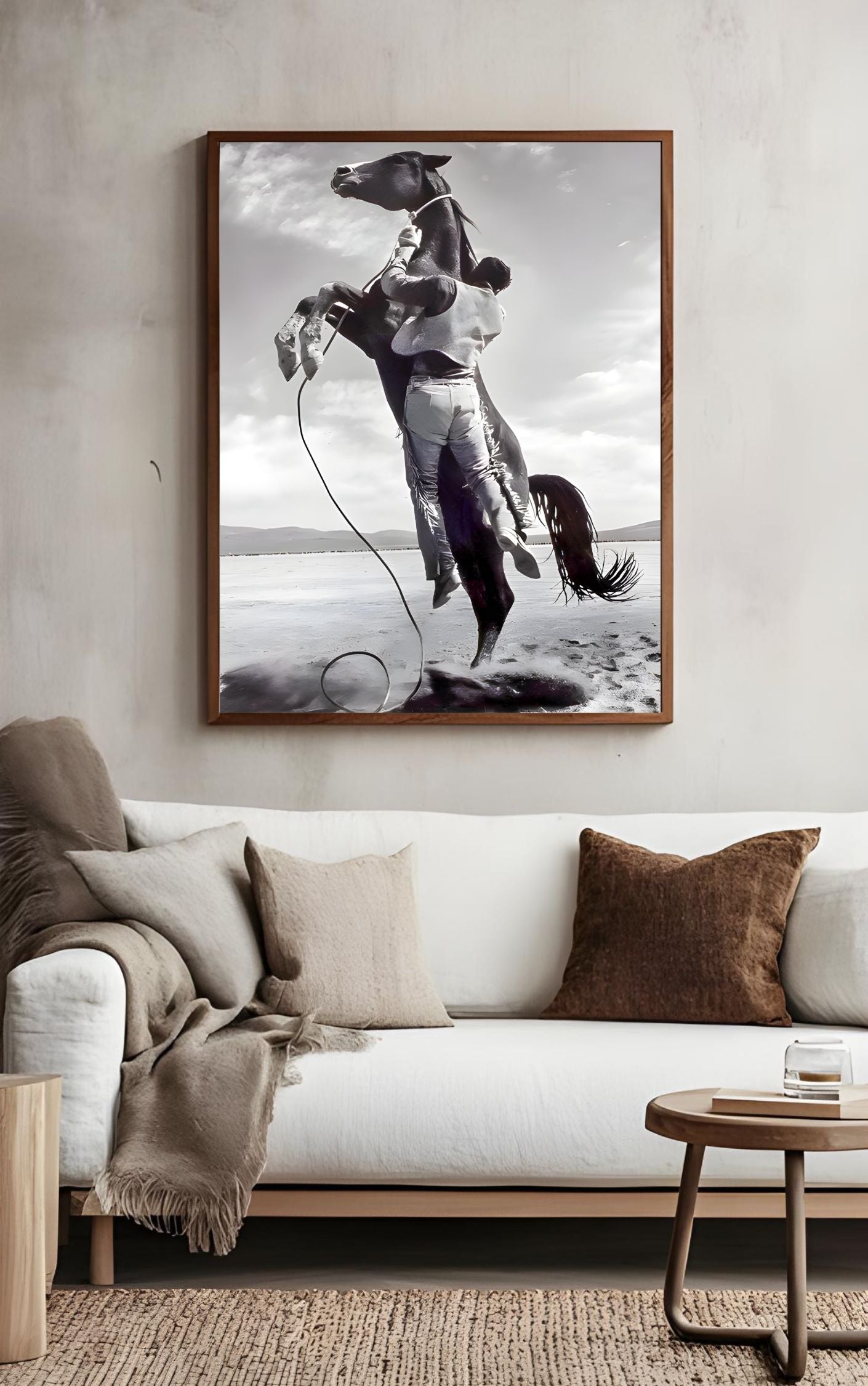 Wild West Cowboy Rodeo Print | Black & White Horse Wall Art | Rustic Western Poster | Masculine Cowboy Home Decor