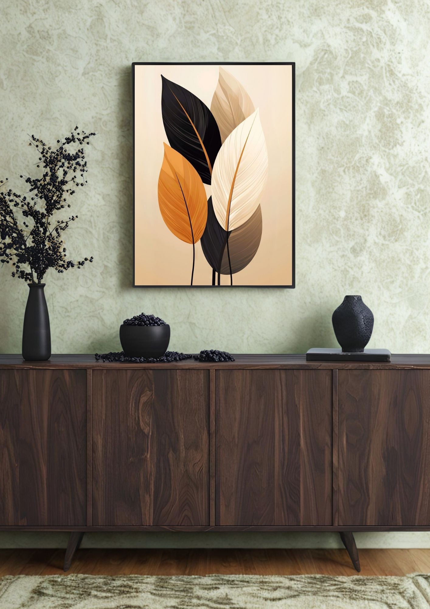 Minimalist Leaf Wall Art Print – Fall Decor & Autumn Gift for Host