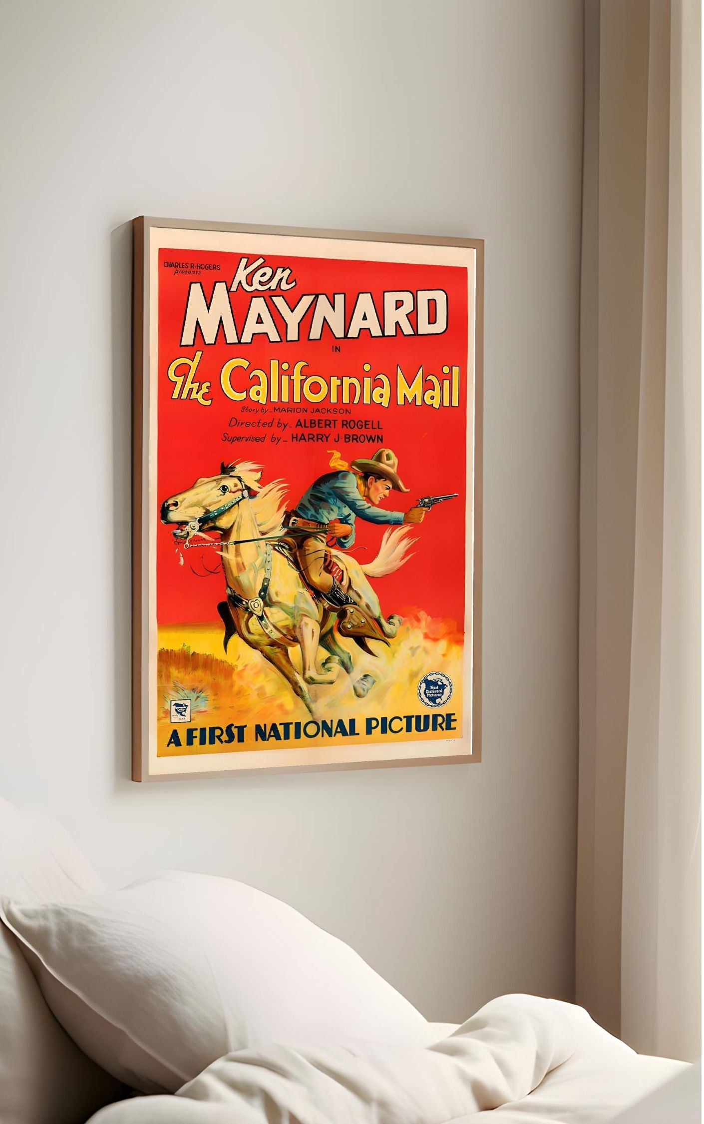 Vintage Western Movie Poster – Ken Maynard in The California Mail – Cowboy Horseback Wall Art Print (1930s Rodeo Style)