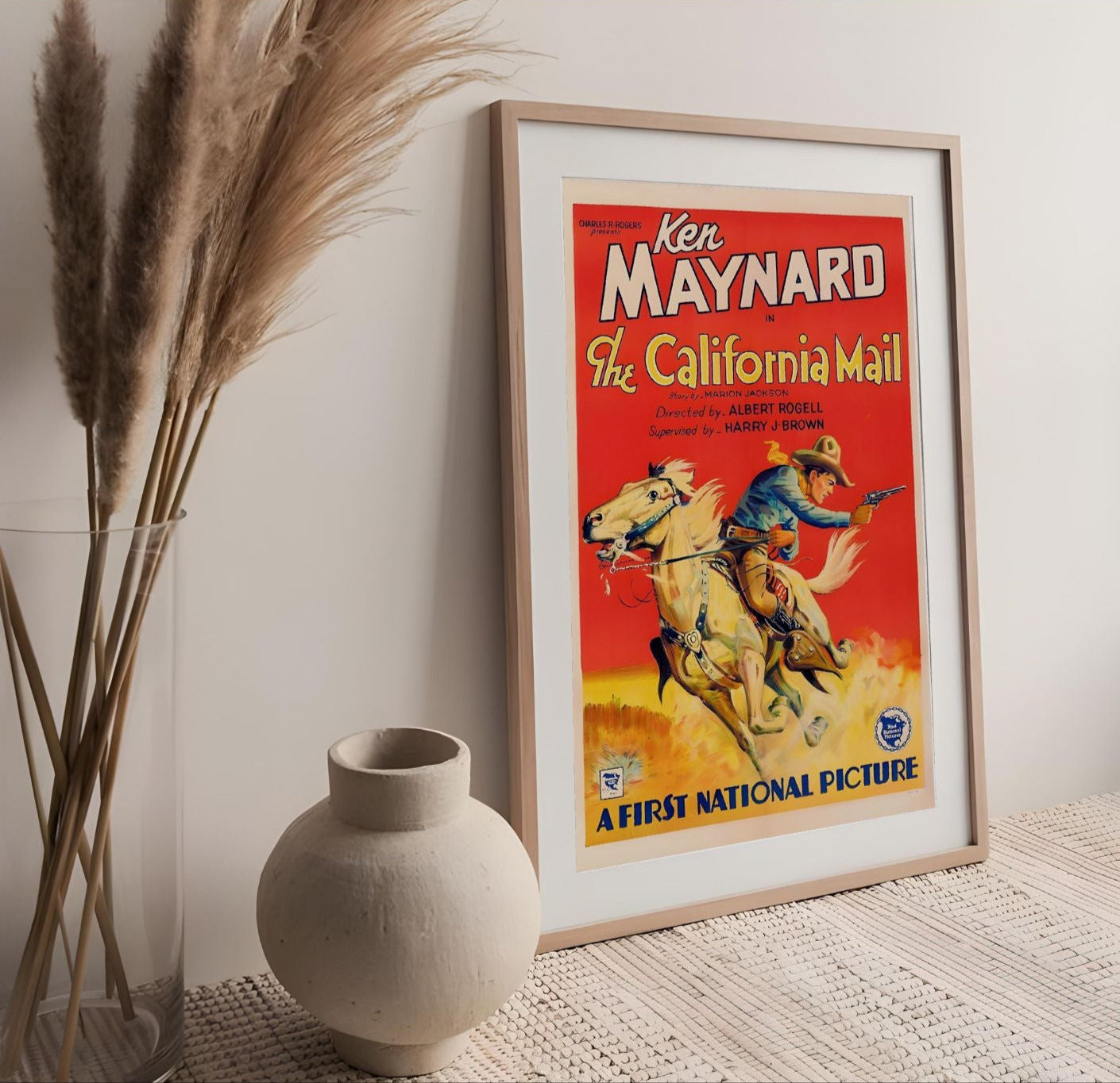 Vintage Western Movie Poster – Ken Maynard in The California Mail – Cowboy Horseback Wall Art Print (1930s Rodeo Style)