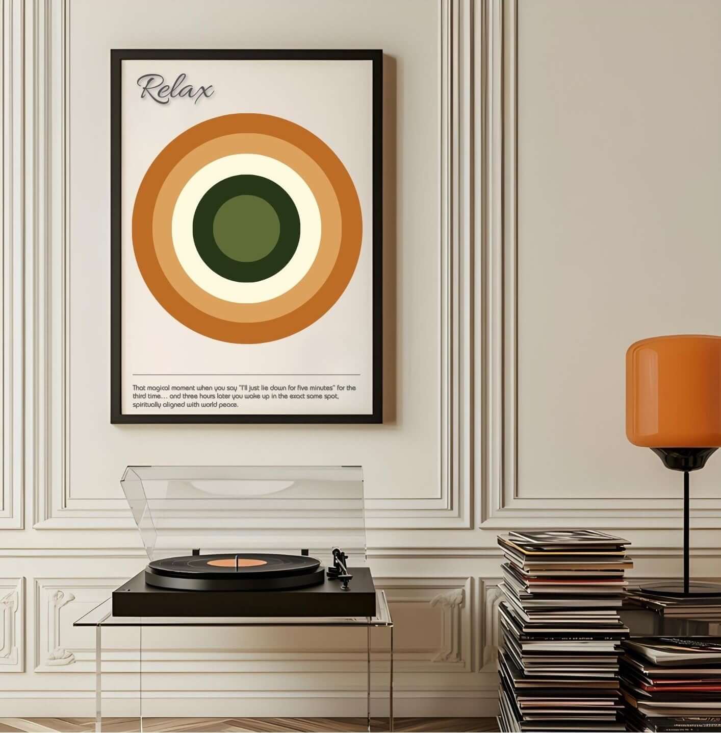 Relax Definition Wall Art – Funny Quote Poster in warm tones, minimalist digital decor for modern home and office, instant download
