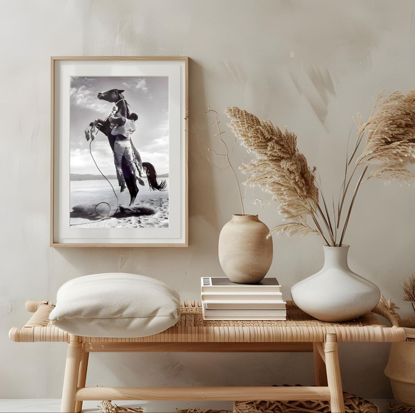 Wild West Cowboy Rodeo Print | Black & White Horse Wall Art | Rustic Western Poster | Masculine Cowboy Home Decor