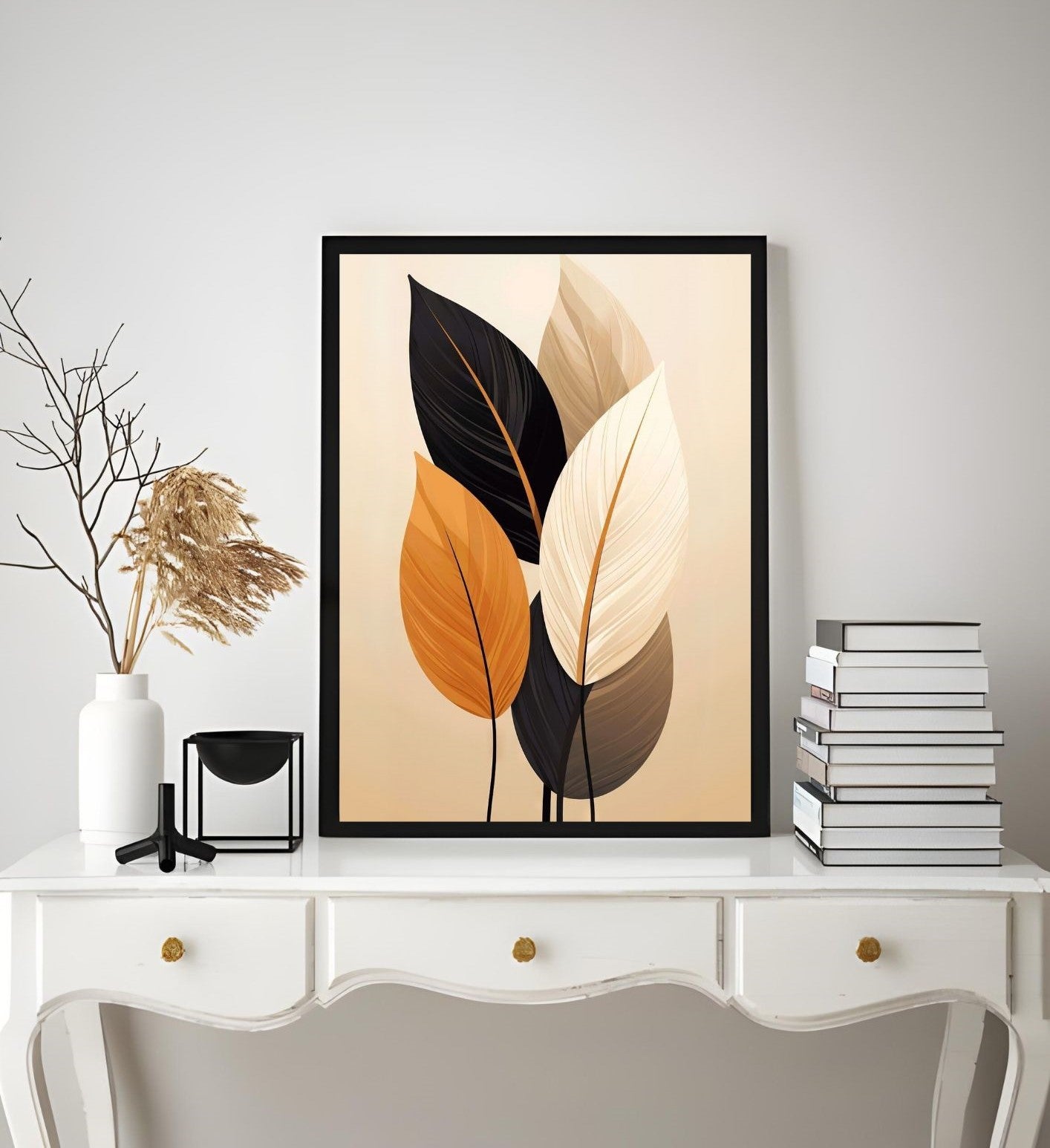 Minimalist Leaf Wall Art Print – Fall Decor & Autumn Gift for Host