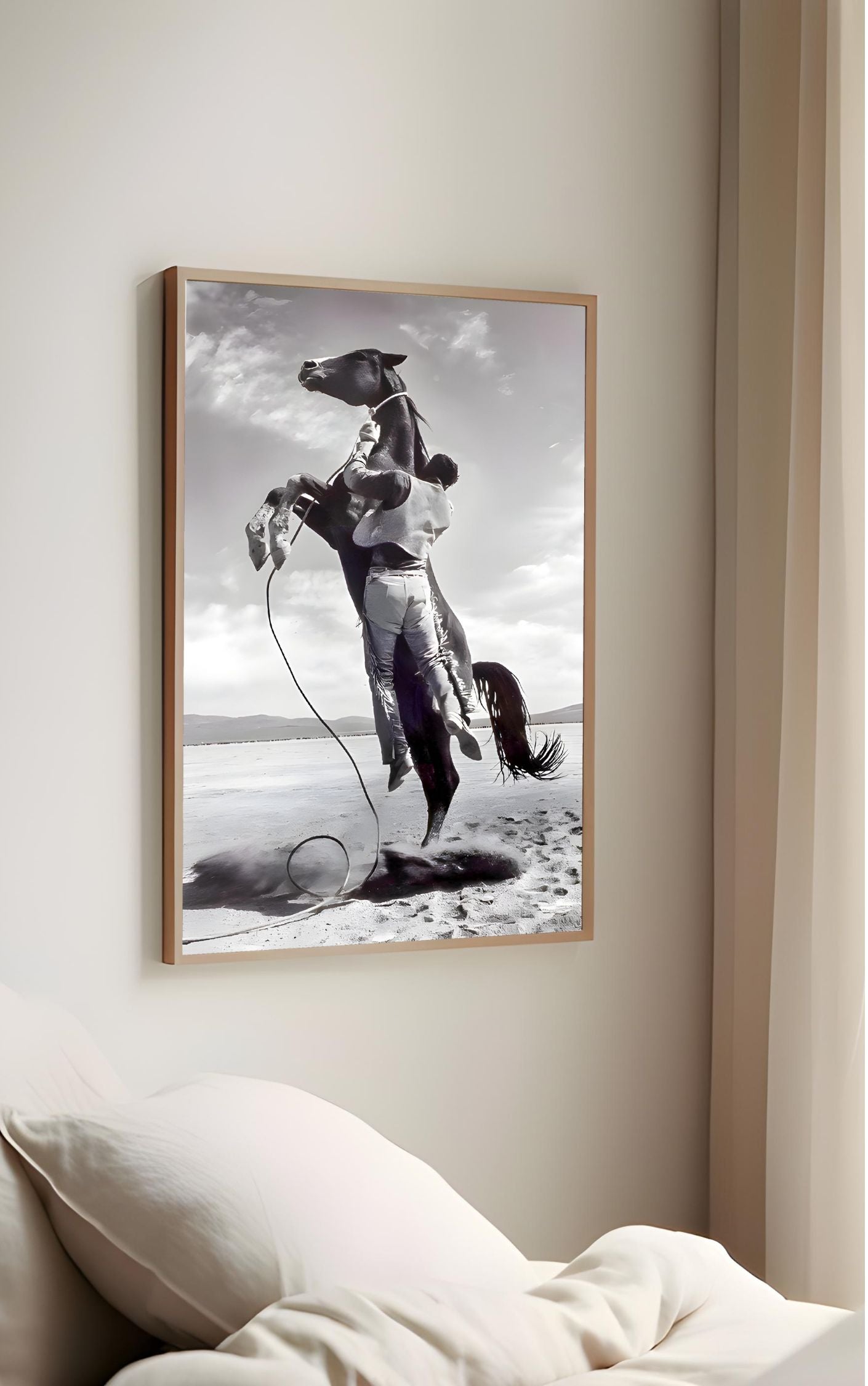 Wild West Cowboy Rodeo Print | Black & White Horse Wall Art | Rustic Western Poster | Masculine Cowboy Home Decor