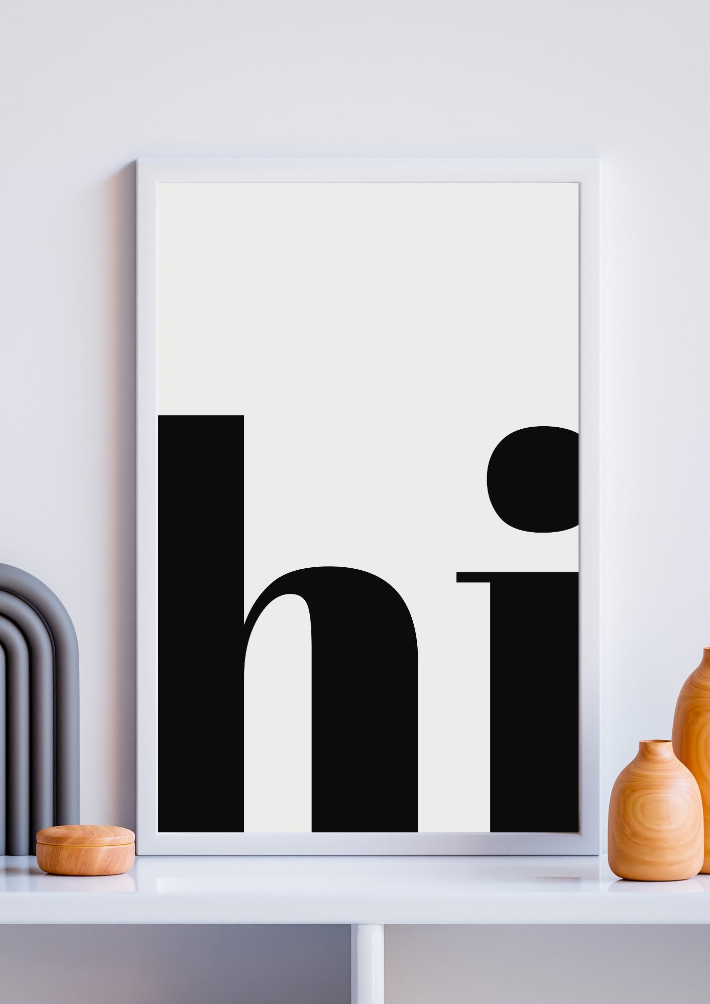 hi. Typography Print – Minimalist Black and White Greeting Wall Art