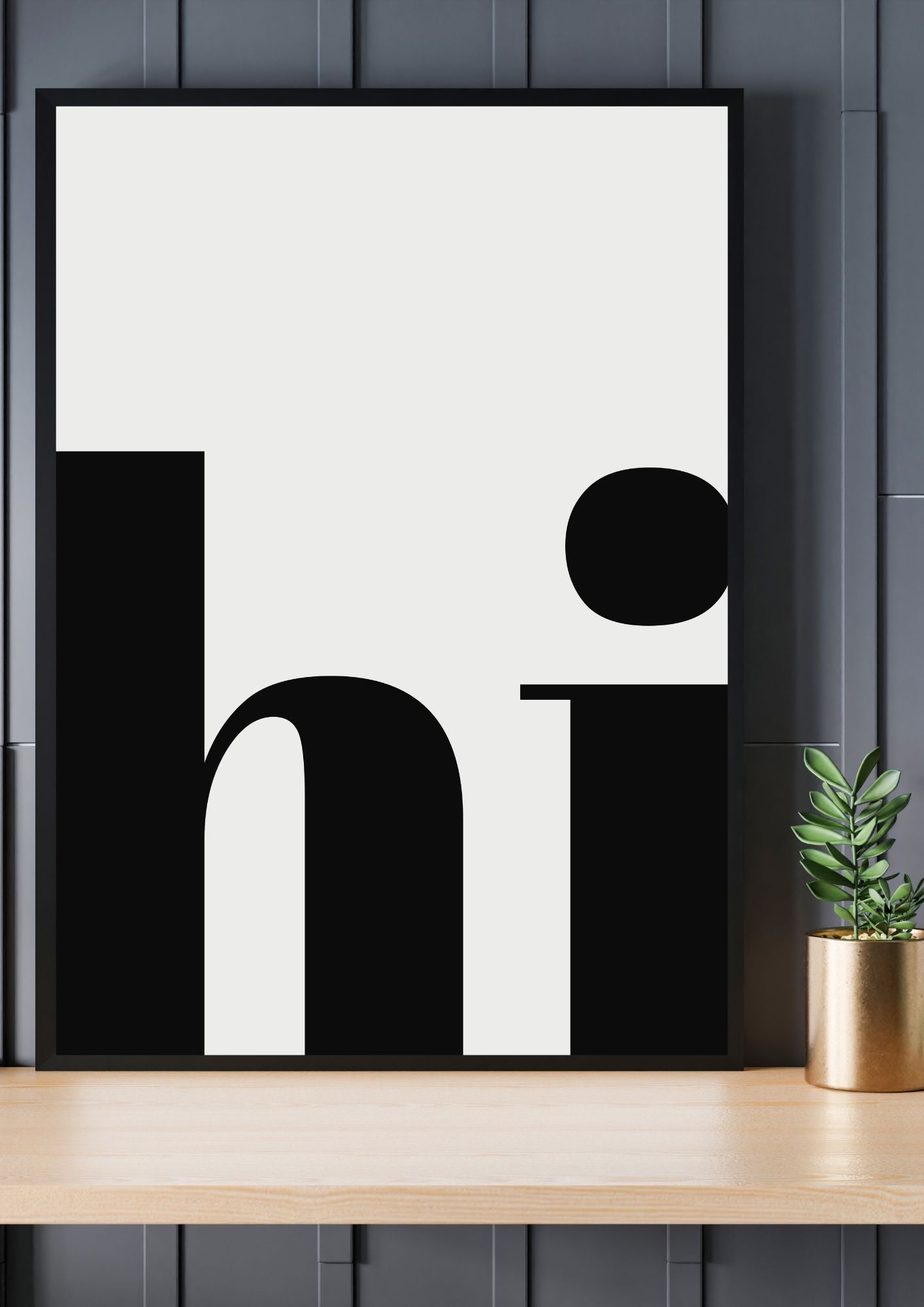 hi. Typography Print – Minimalist Black and White Greeting Wall Art