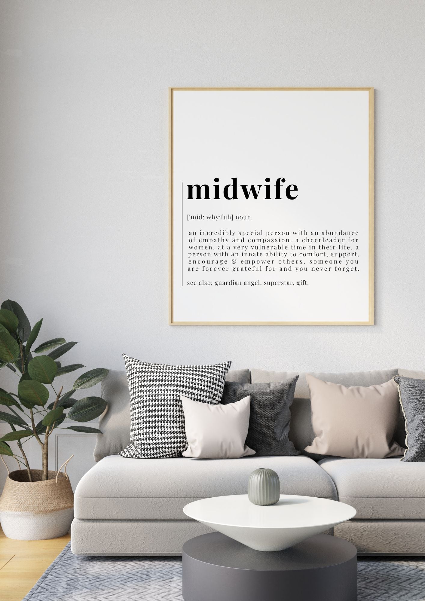 Midwife Definition Wall Art – Digital Thank You Print for Birth Workers