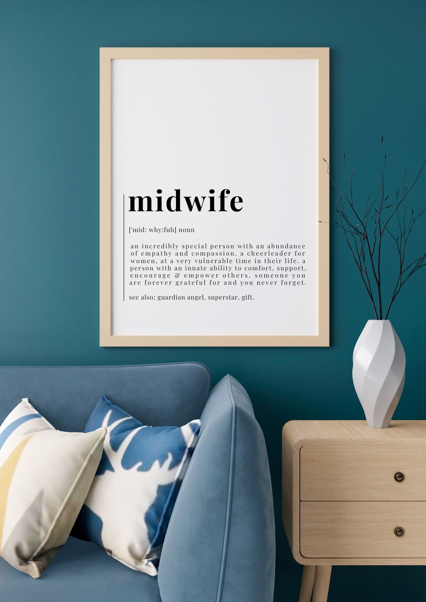 Midwife Definition Wall Art – Digital Thank You Print for Birth Workers