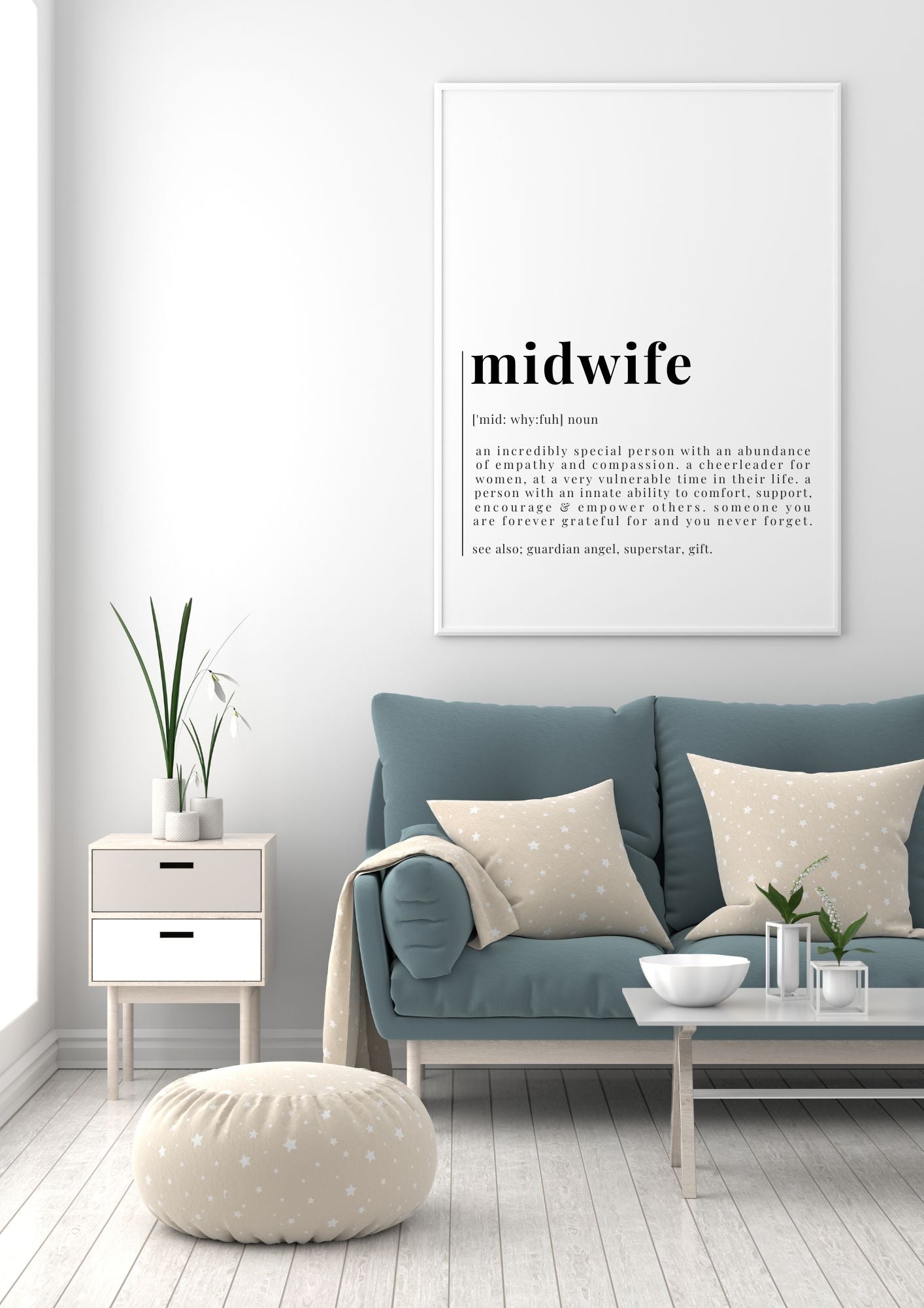 Midwife Definition Wall Art – Digital Thank You Print for Birth Workers