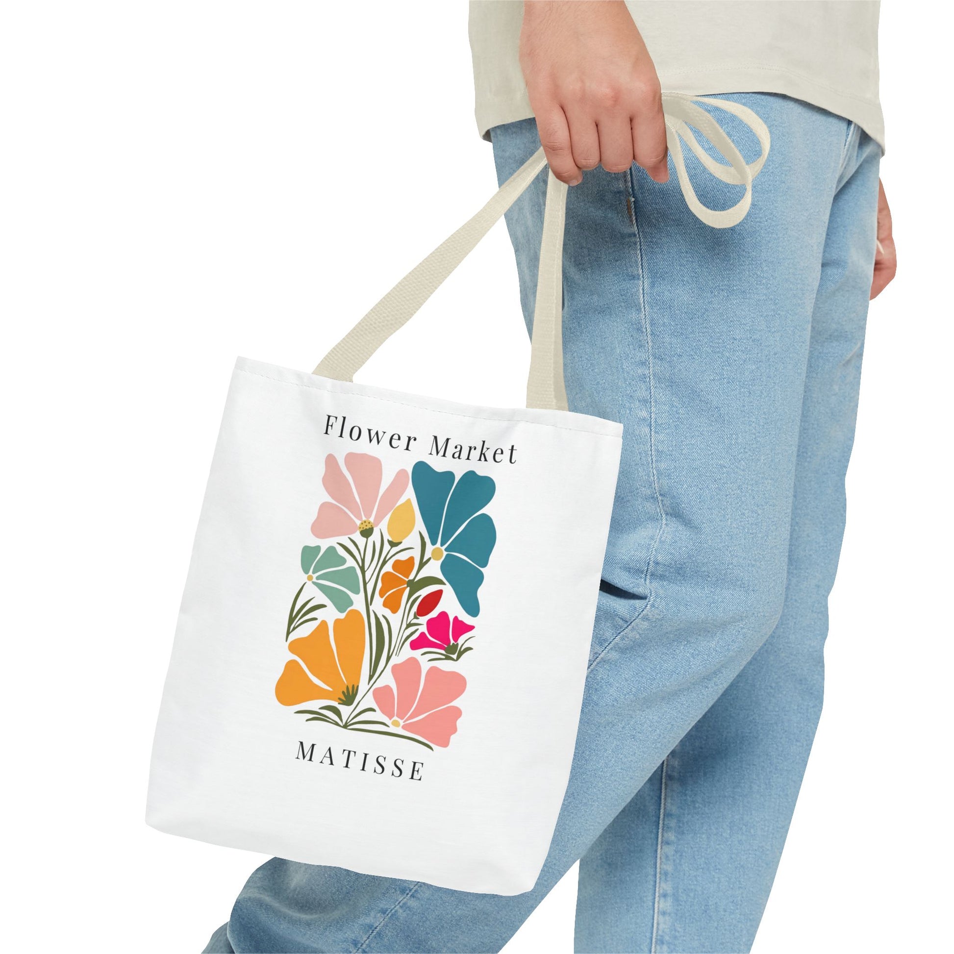 Henri Matisse tote bag featuring vibrant floral design, perfect for art lovers seeking unique and stylish accessories for everyday use.