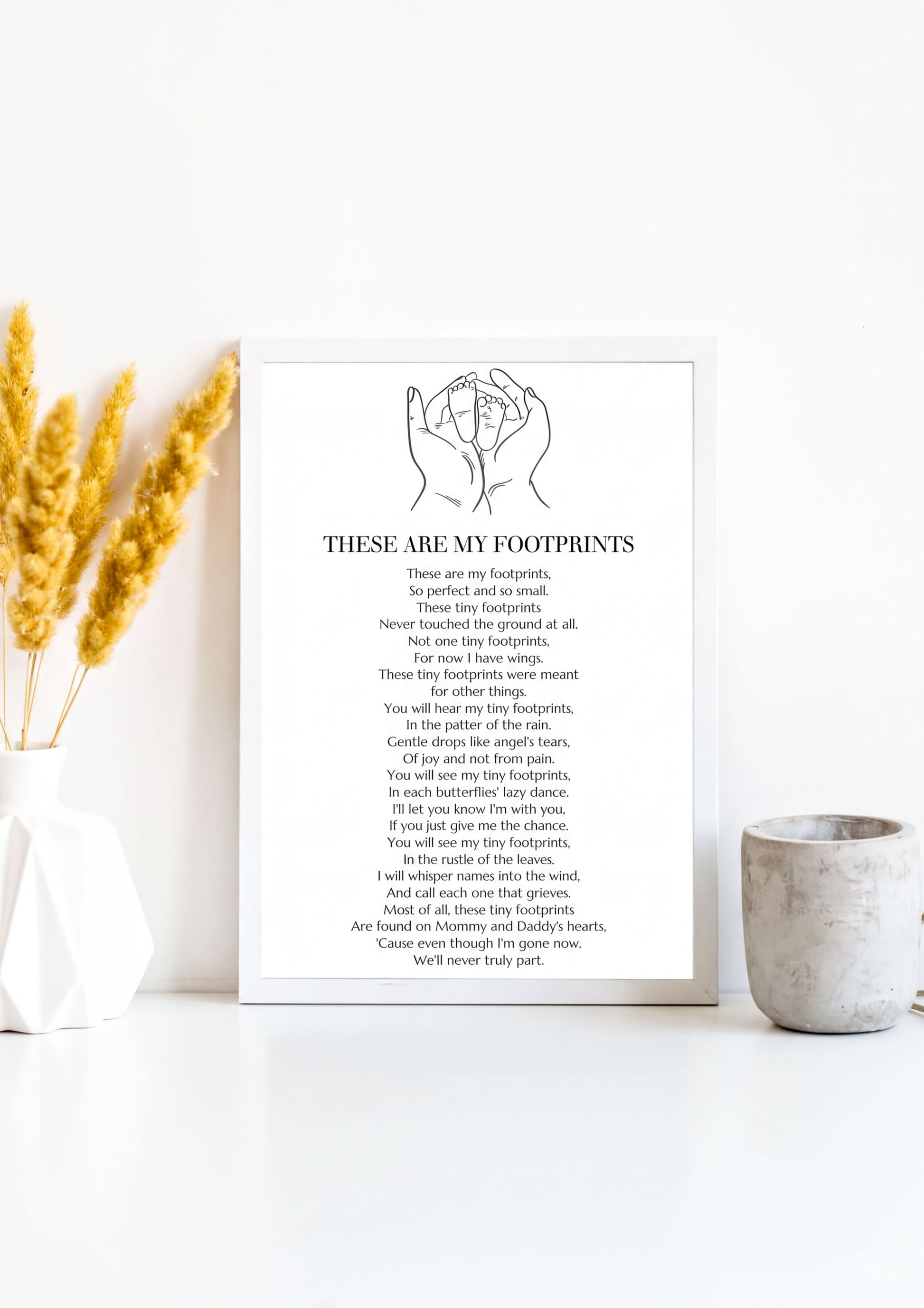 These Are My Footprints Poem Wall Art - Memorial Baby Loss Digital Print