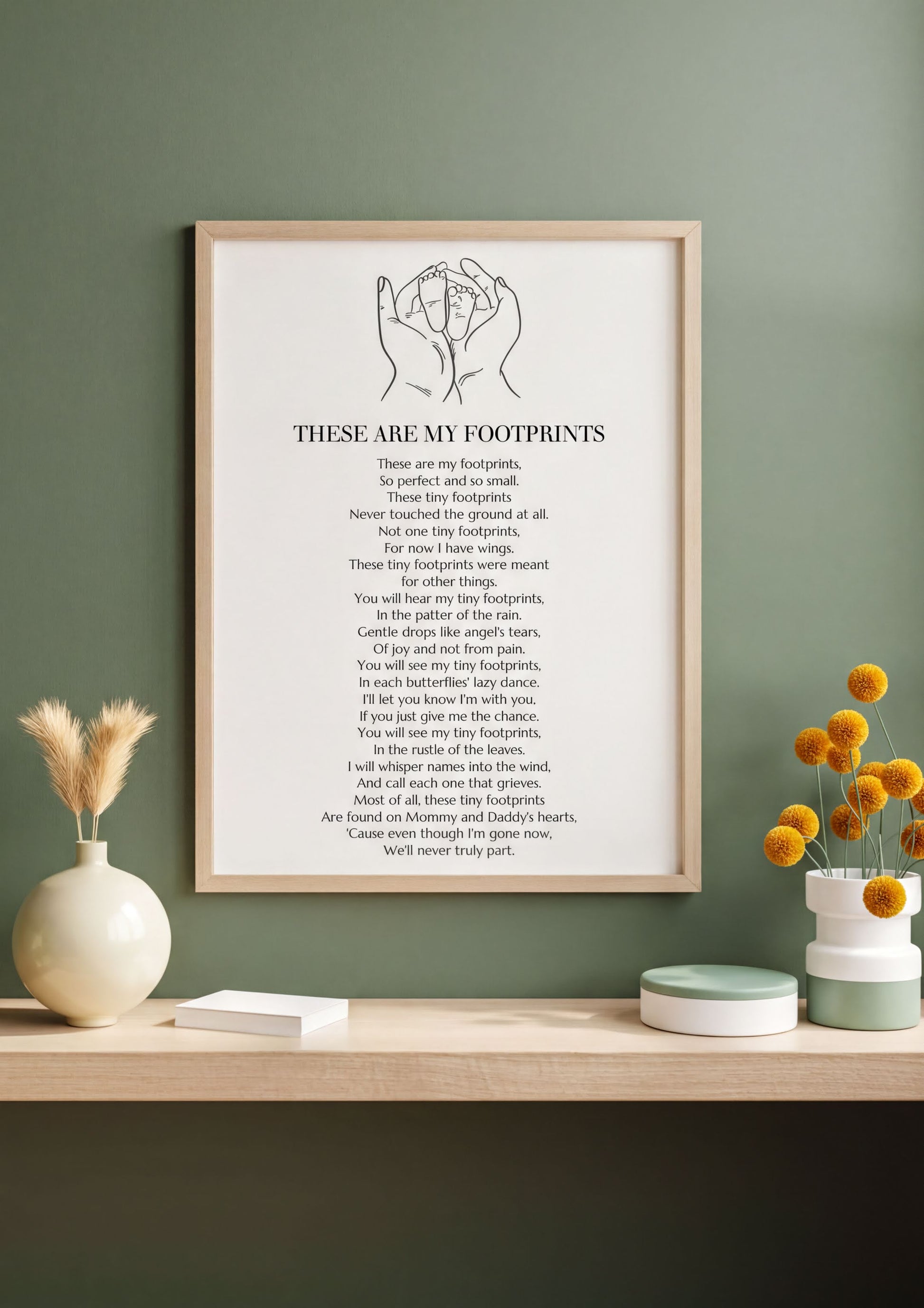 These Are My Footprints Poem Wall Art - Digital Memorial Baby Loss Tribute