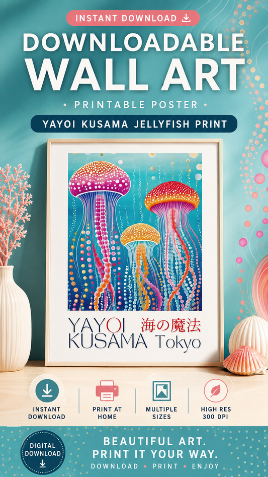 Yayoi Kusama Jellyfish Art Print Vibrant Ocean Wall Decor