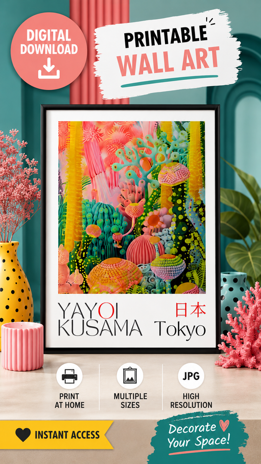 Yayoi Kusama Abstract Coral Reef Art – Vibrant Digital Print
