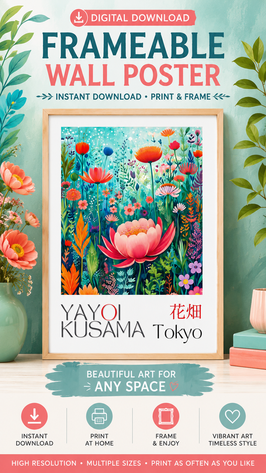 Yayoi Kusama Wildflower Meadow Art – Vibrant Floral Print