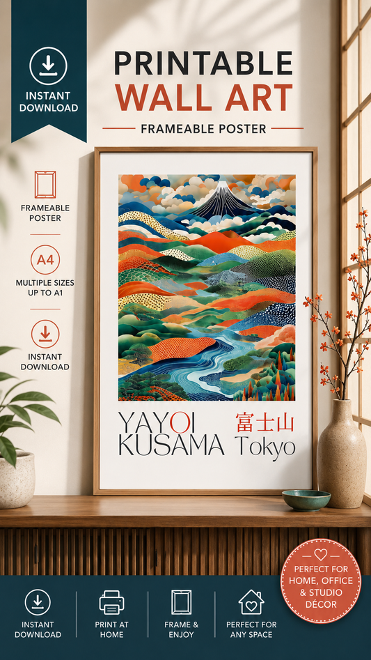 Japanese Landscape Art Print Yayoi Kusama Inspired