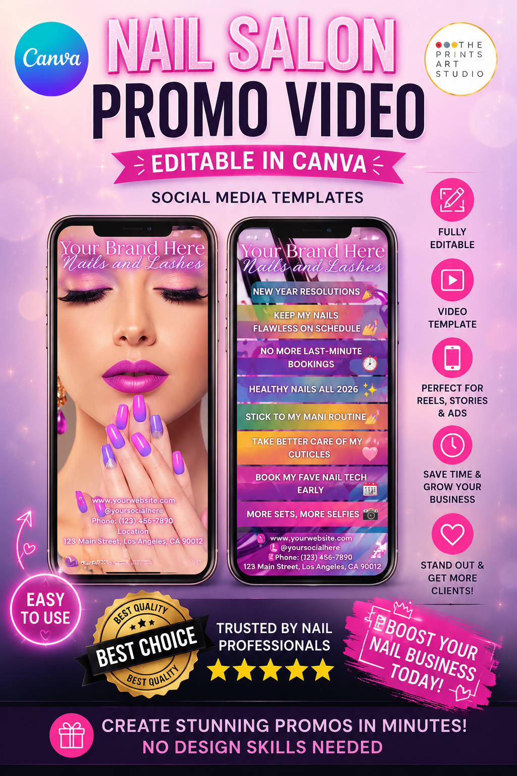 nail salon promo video editable Canva