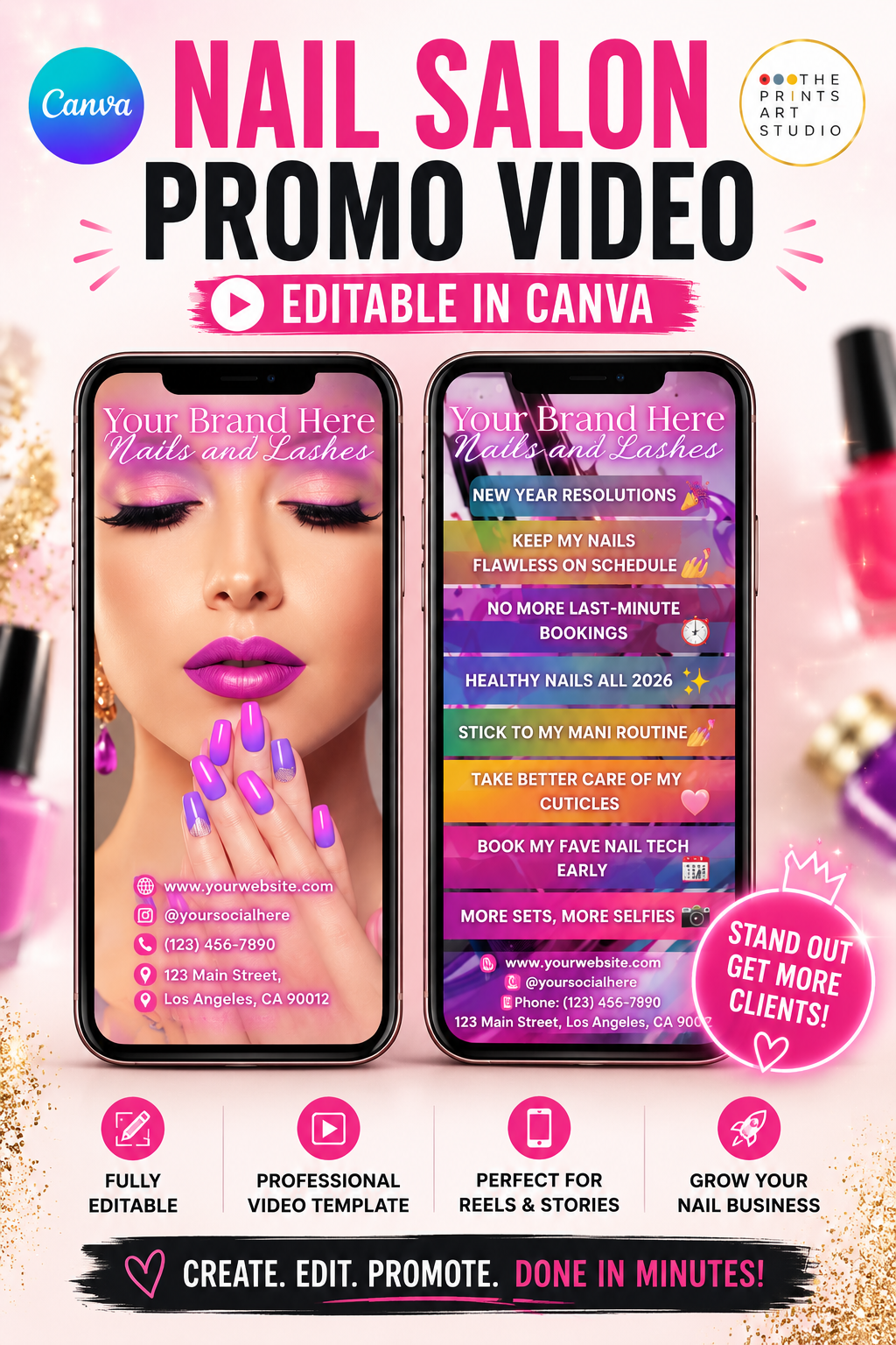 nail salon promo video editable Canva