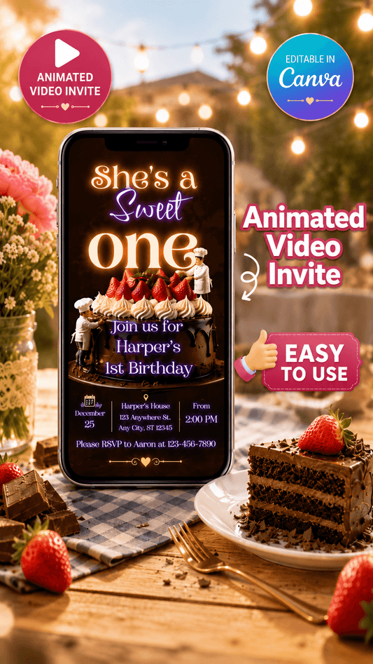 Sweet One Video Invitation Chocolate Birthday Invite