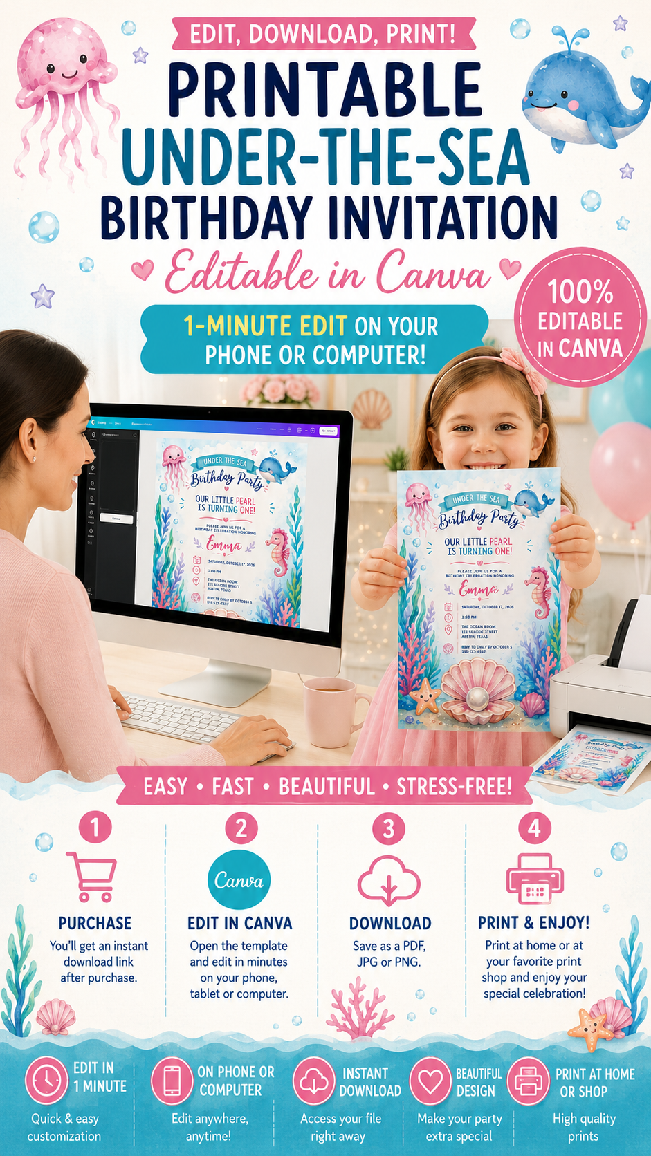Under the Sea Birthday Invitation 