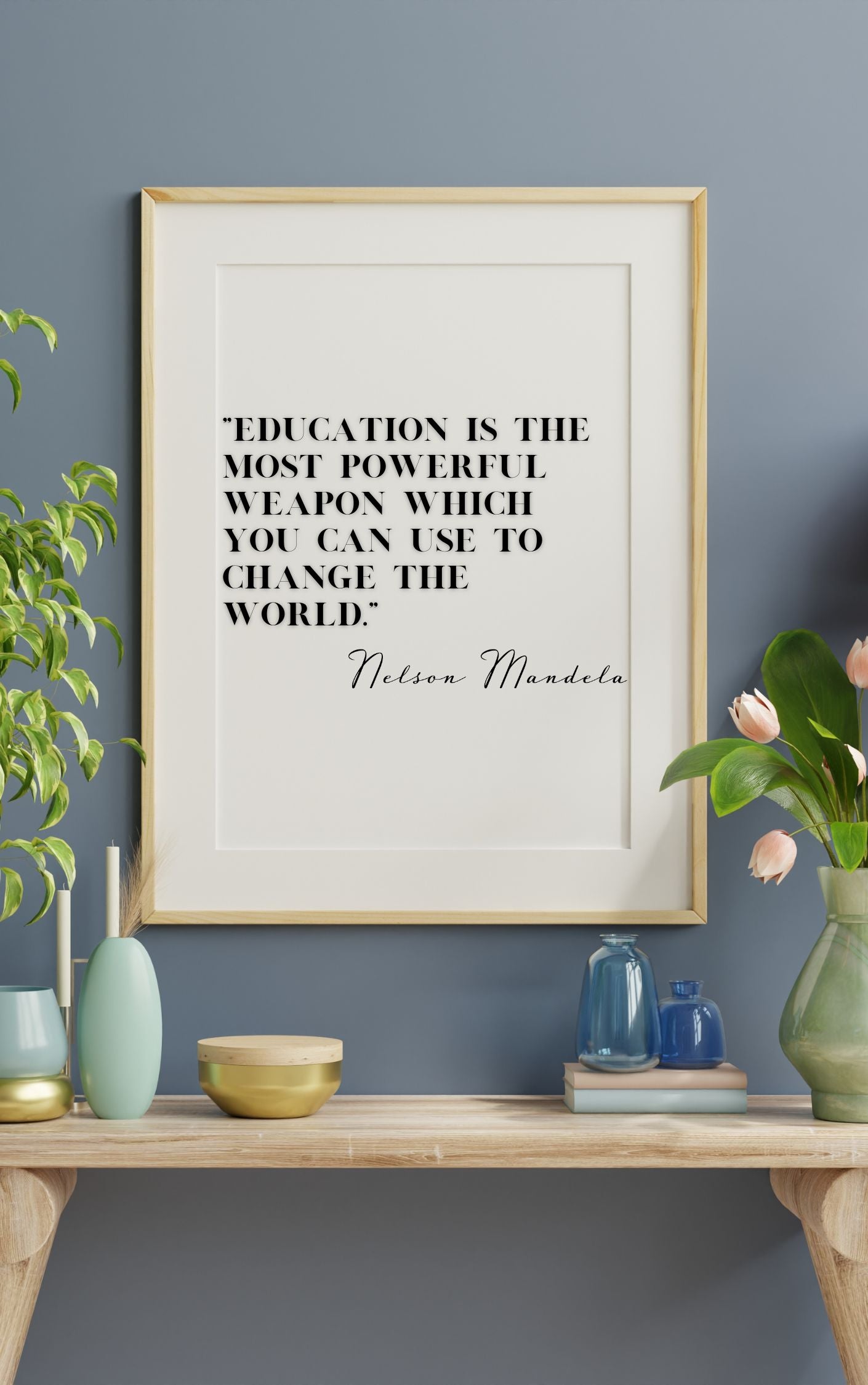 Nelson Mandela Quote Print – Education is the Most Powerful Weapon