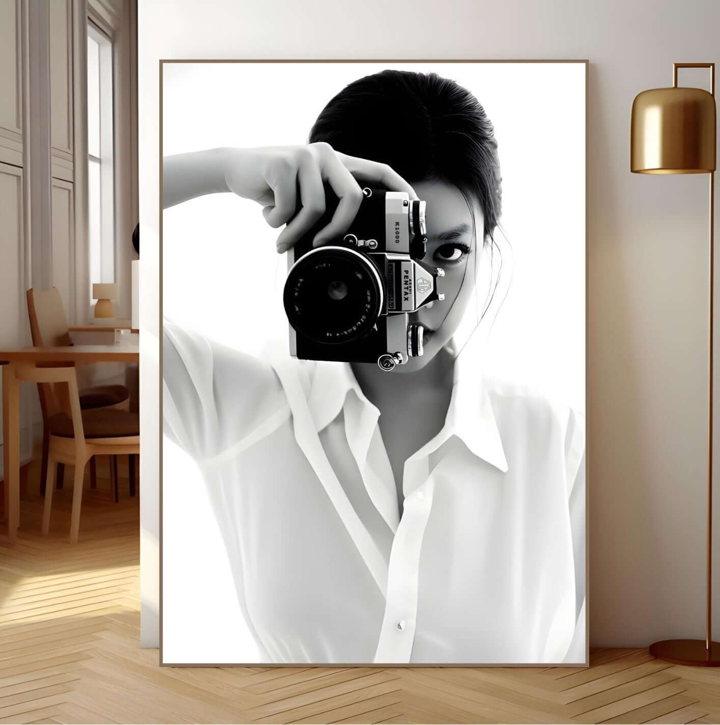 Black and White Photography Wall Art – Vintage Camera Minimalist Print featuring bold vintage camera and elegant design.