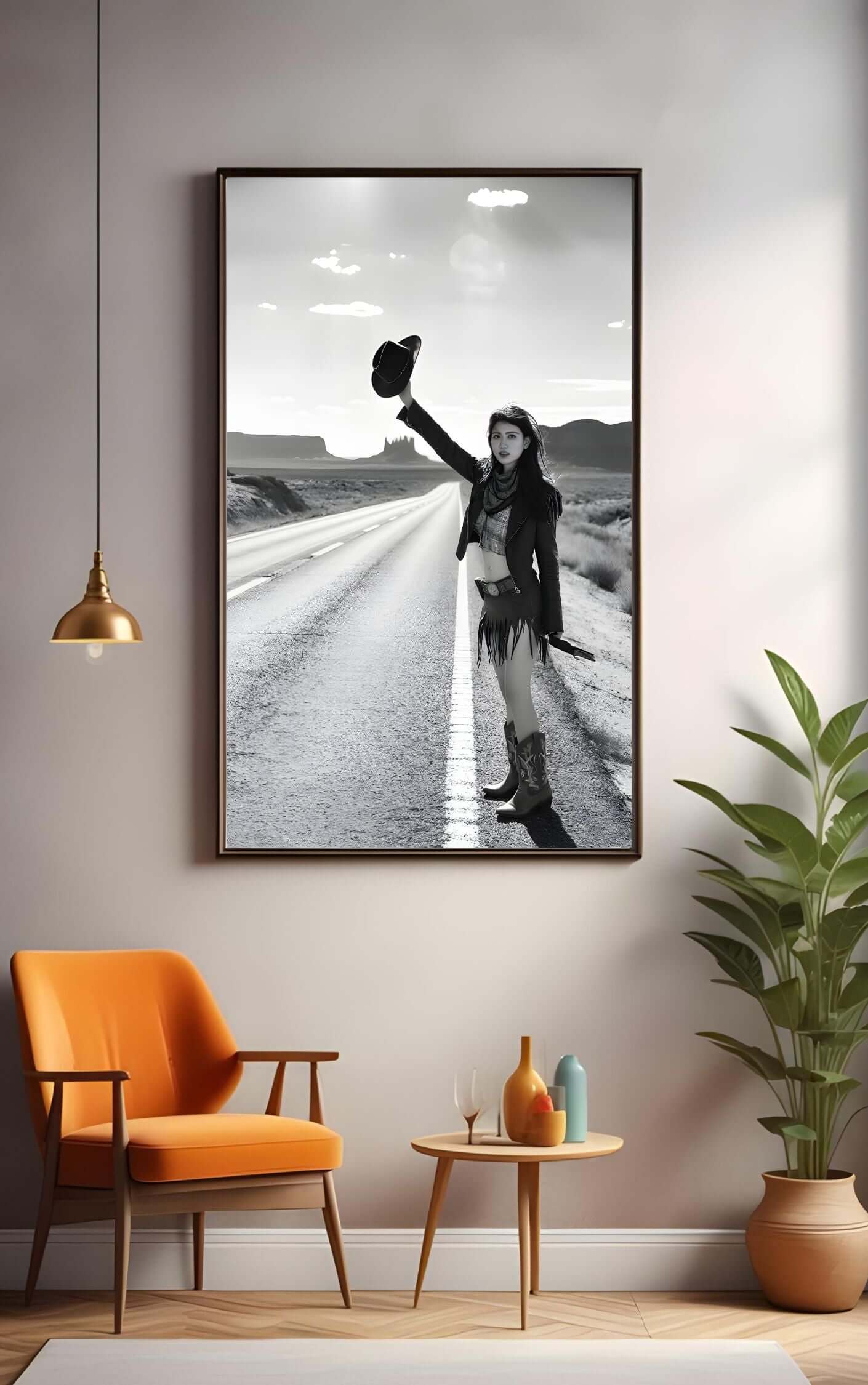Cowgirl Wall Art – Black & White Western Photography Print | Rustic Boho Decor