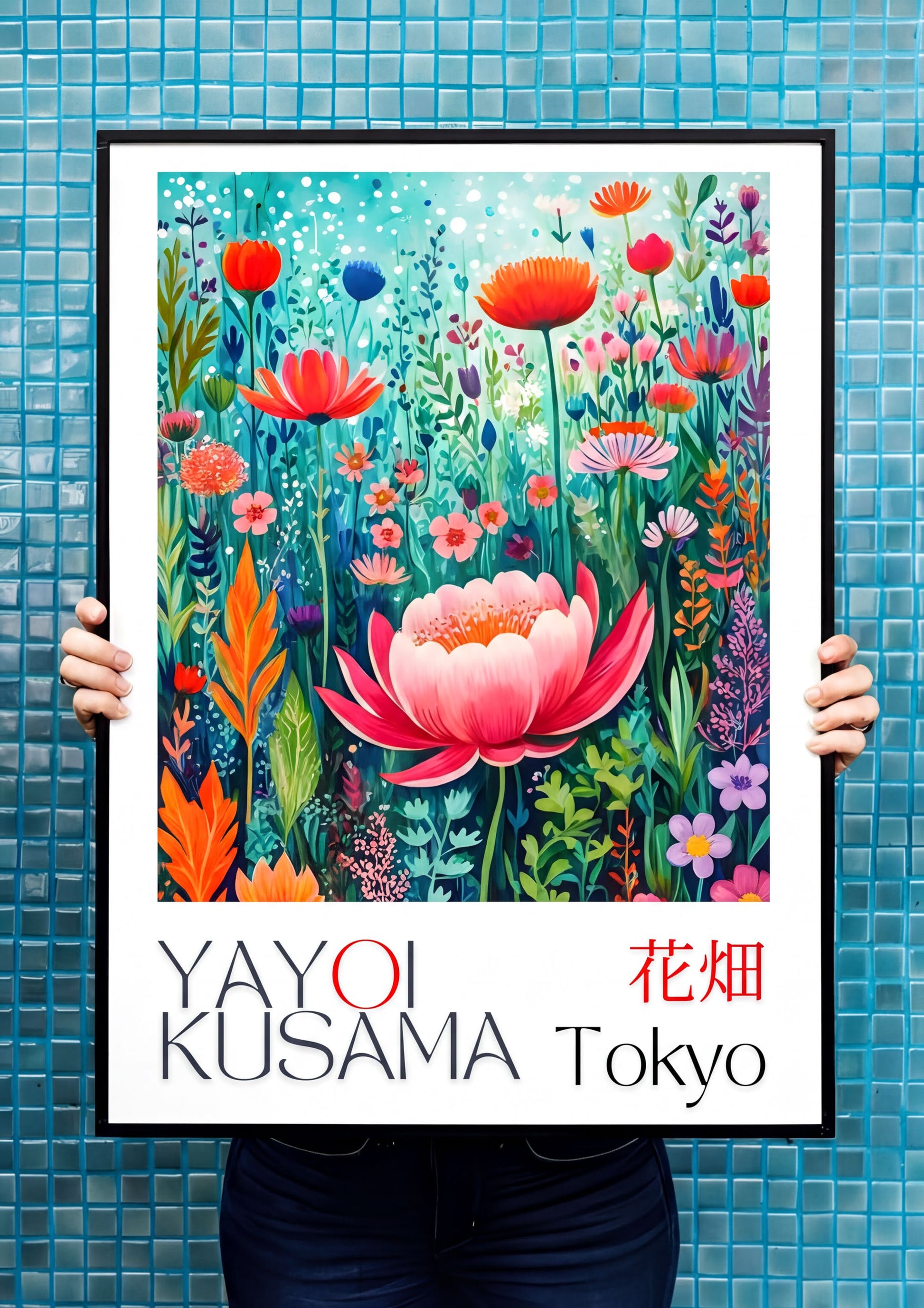 Yayoi Kusama Art featuring vibrant wildflower print, a colorful floral wall art design showcasing nature's beauty.