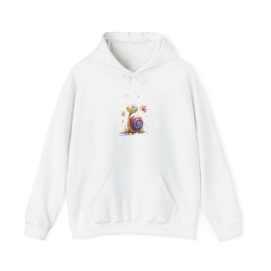 Gildan unisex heavy blend hoodie featuring colorful artwork on the front, showcasing its stylish design and versatility.