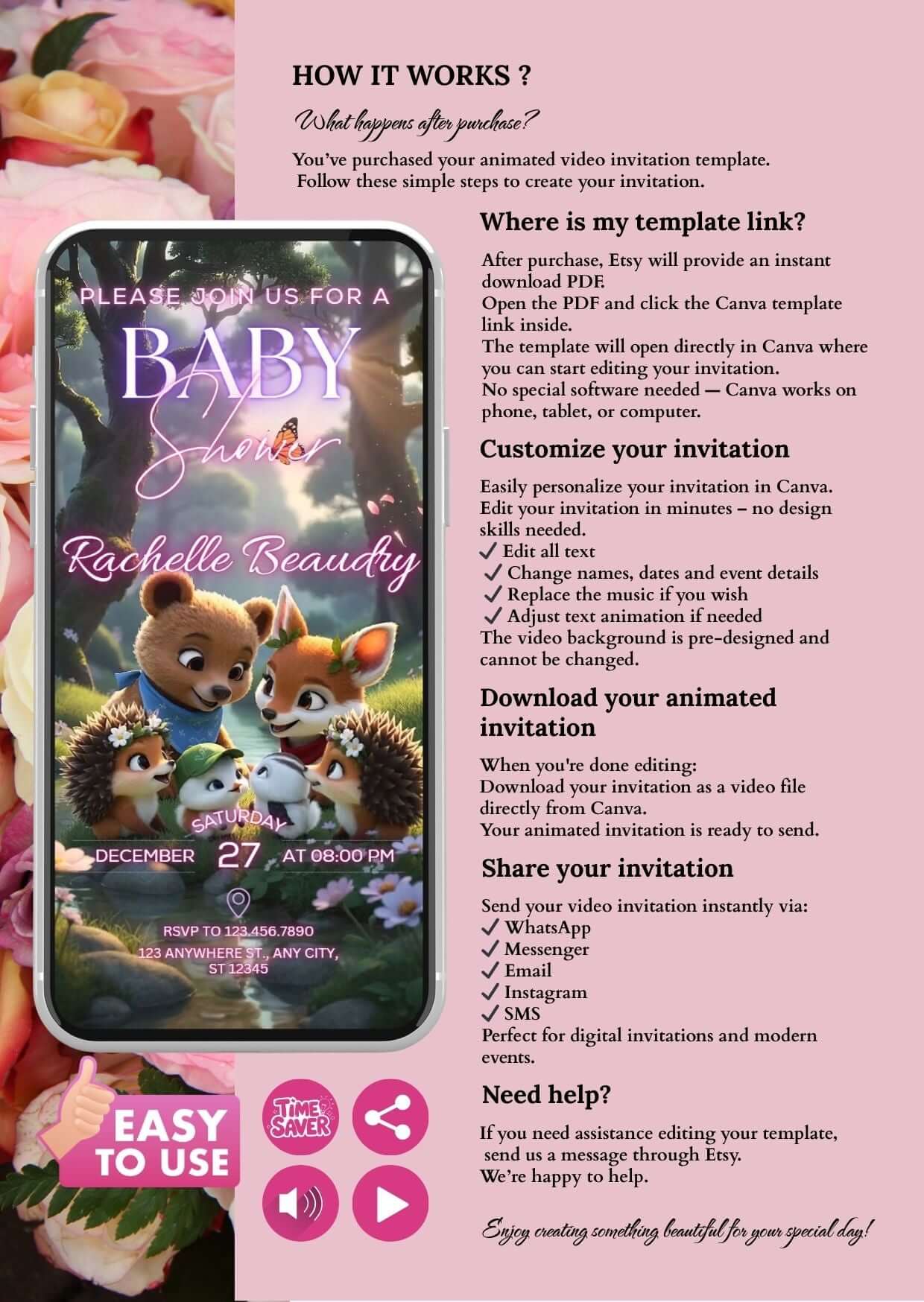 Editable Baby Shower Video Invitation