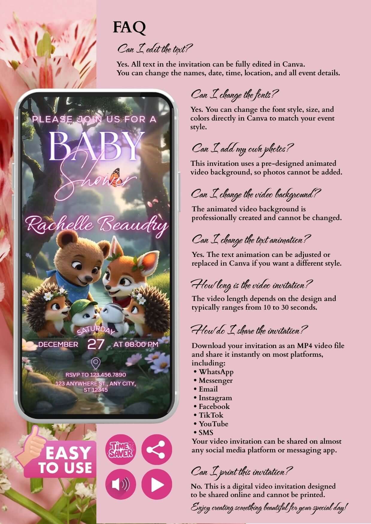 Editable Baby Shower Video Invitation