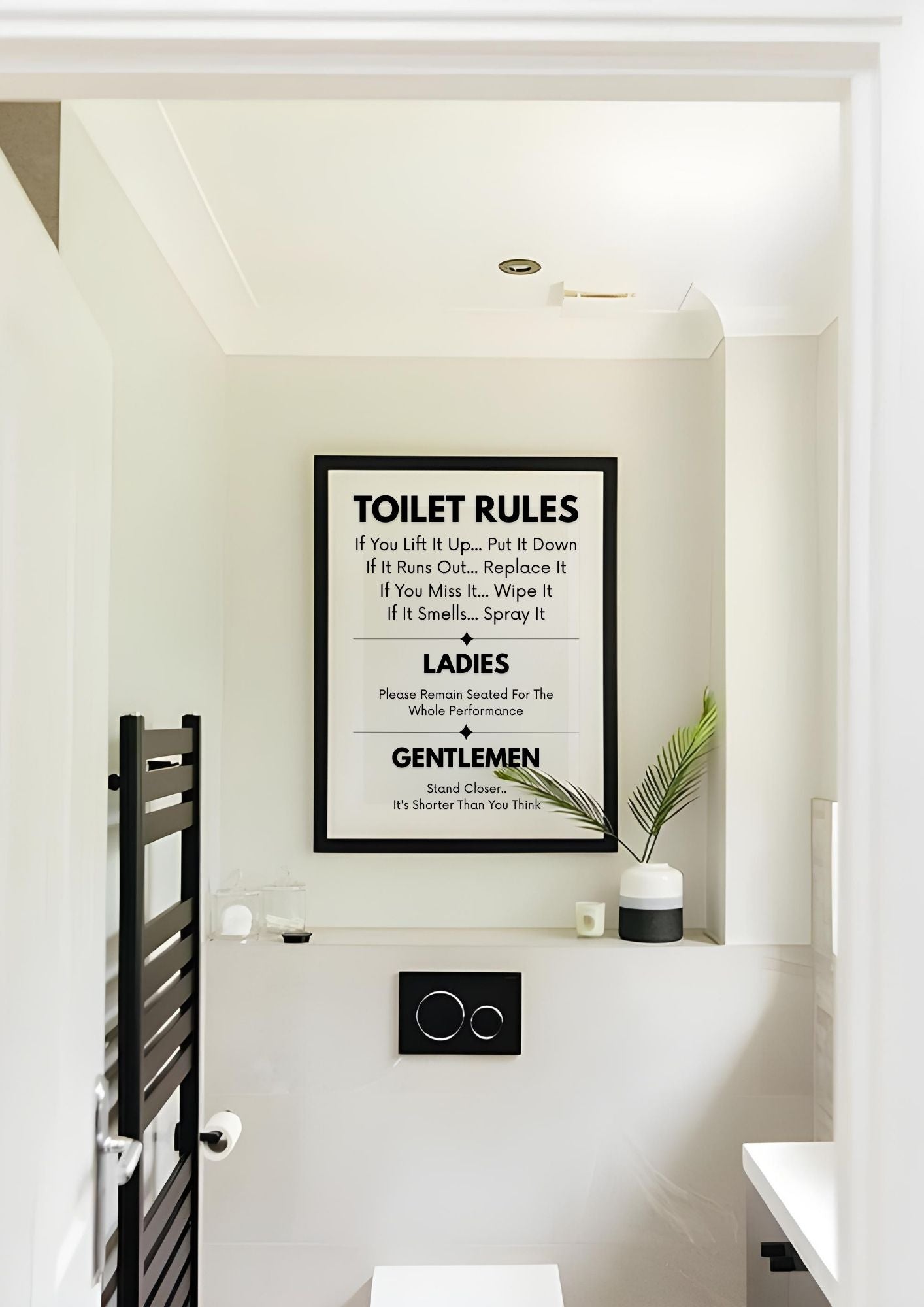 Funny Toilet Rules Sign – Humorous Bathroom Wall Art Printable on bathroom wall, WC Decor Digital Download
