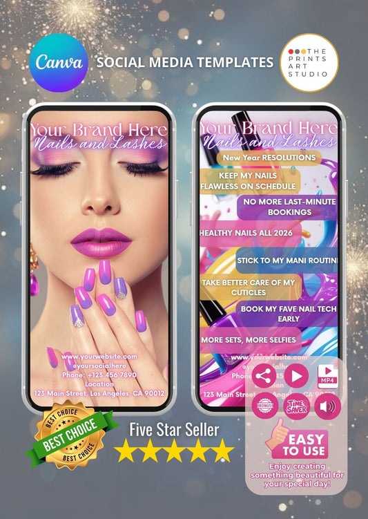 Editable nail salon promo video template showcasing vibrant nail designs on mobile screens