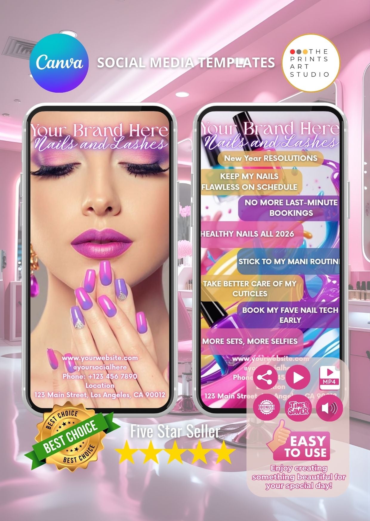 nail salon promo video template for beauty professionals using Canva