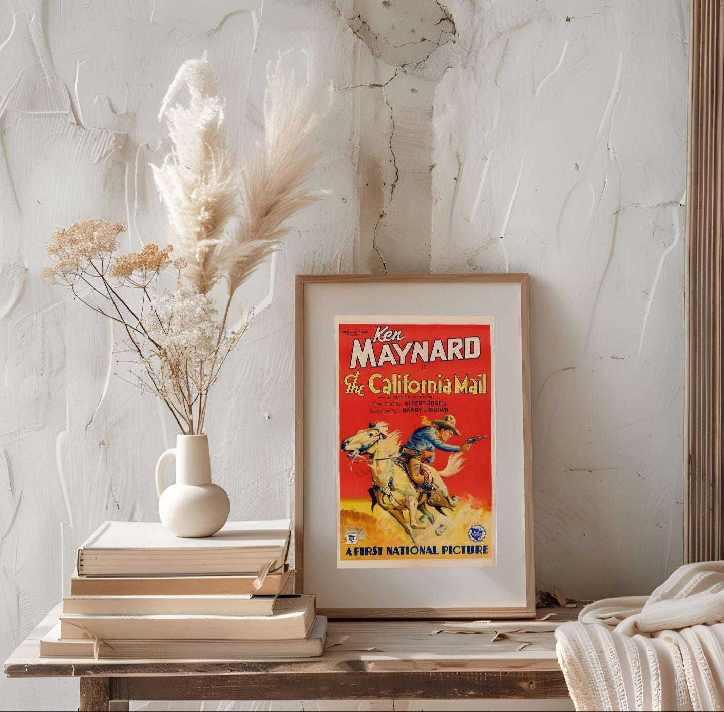 Vintage Western Movie Poster – Ken Maynard in The California Mail – Cowboy Horseback Wall Art Print (1930s Rodeo Style)