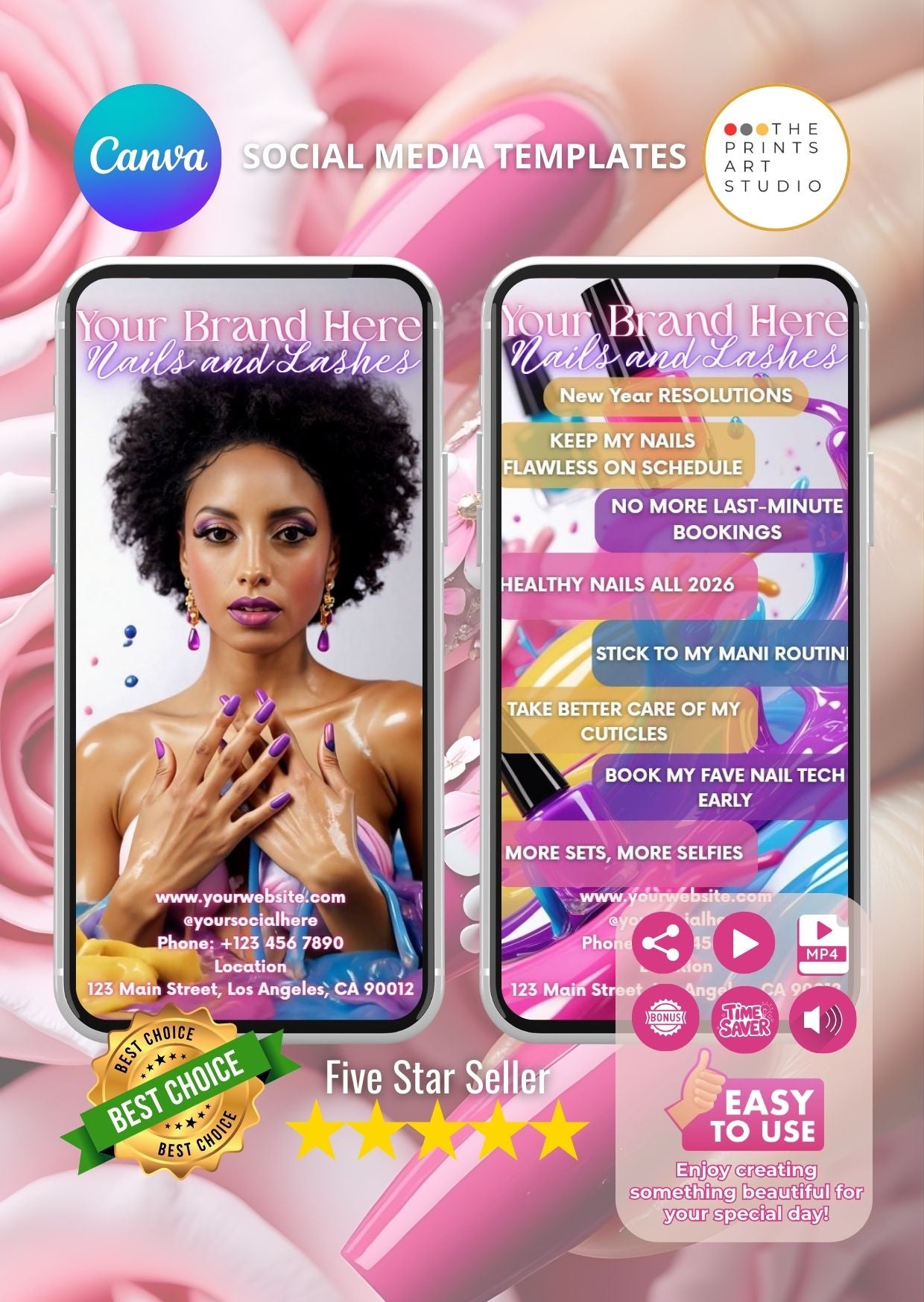 Afro American nail salon promo video template showcasing beauty services for social media.