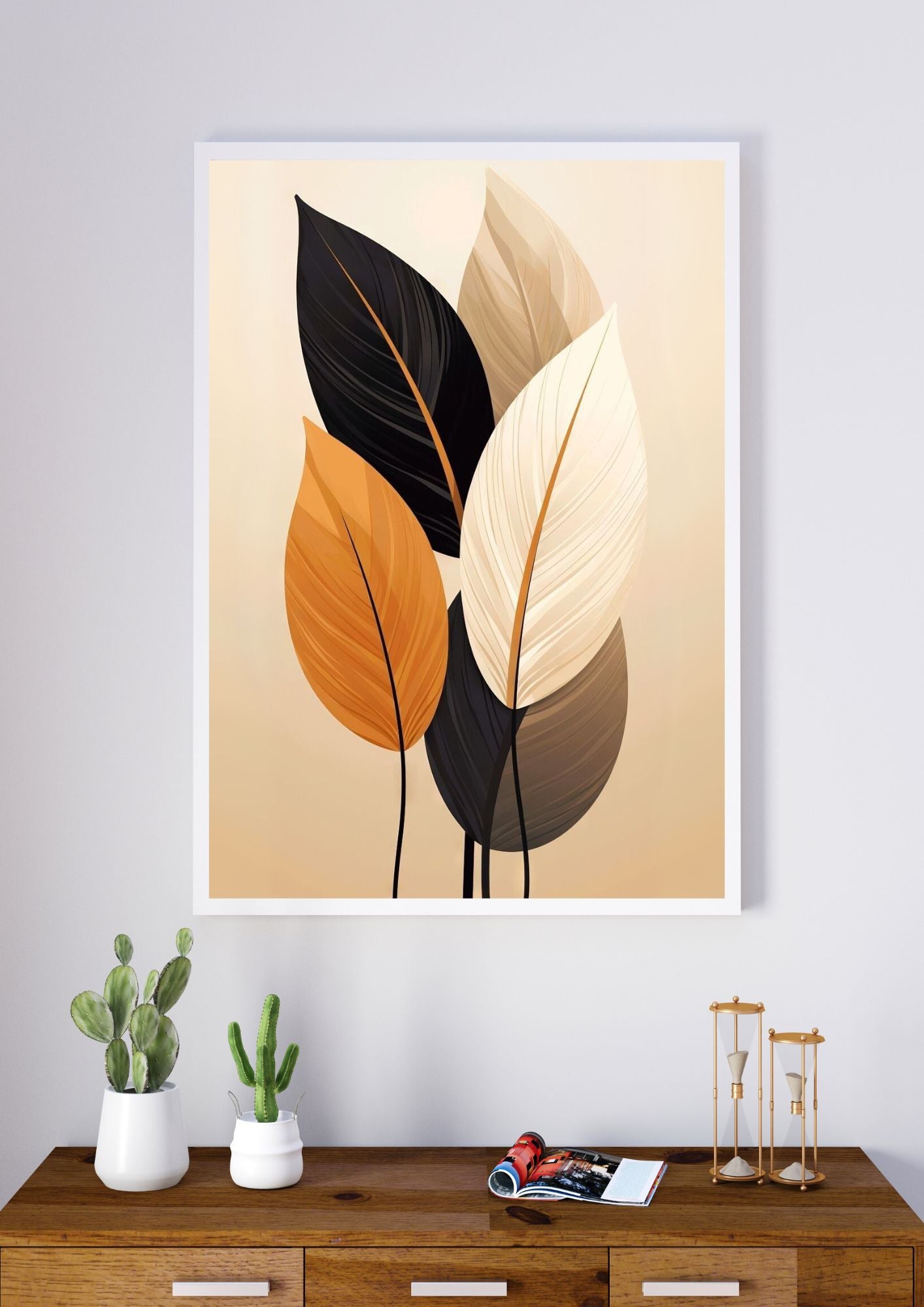 Minimalist Leaf Wall Art Print – Fall Decor & Autumn Gift for Host