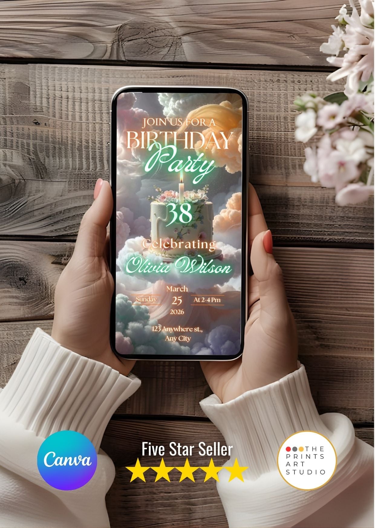 Cloud cake birthday video invitation – cinematic animated birthday design.