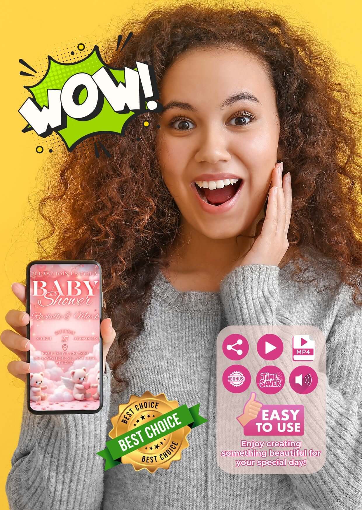 Baby Shower Video Invitation – Editable Canva template with music