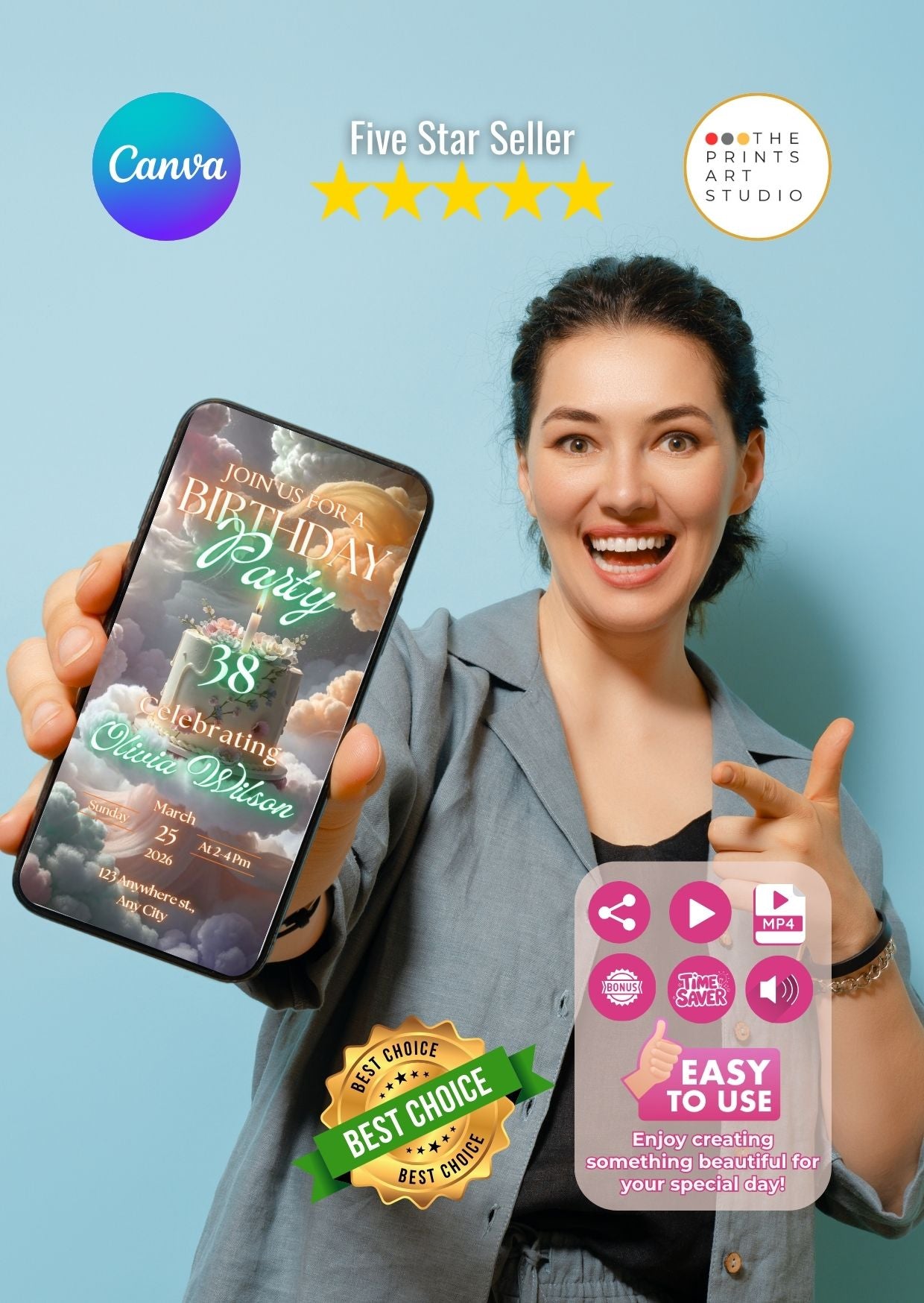 Cloud cake birthday video invitation – cinematic animated birthday design.