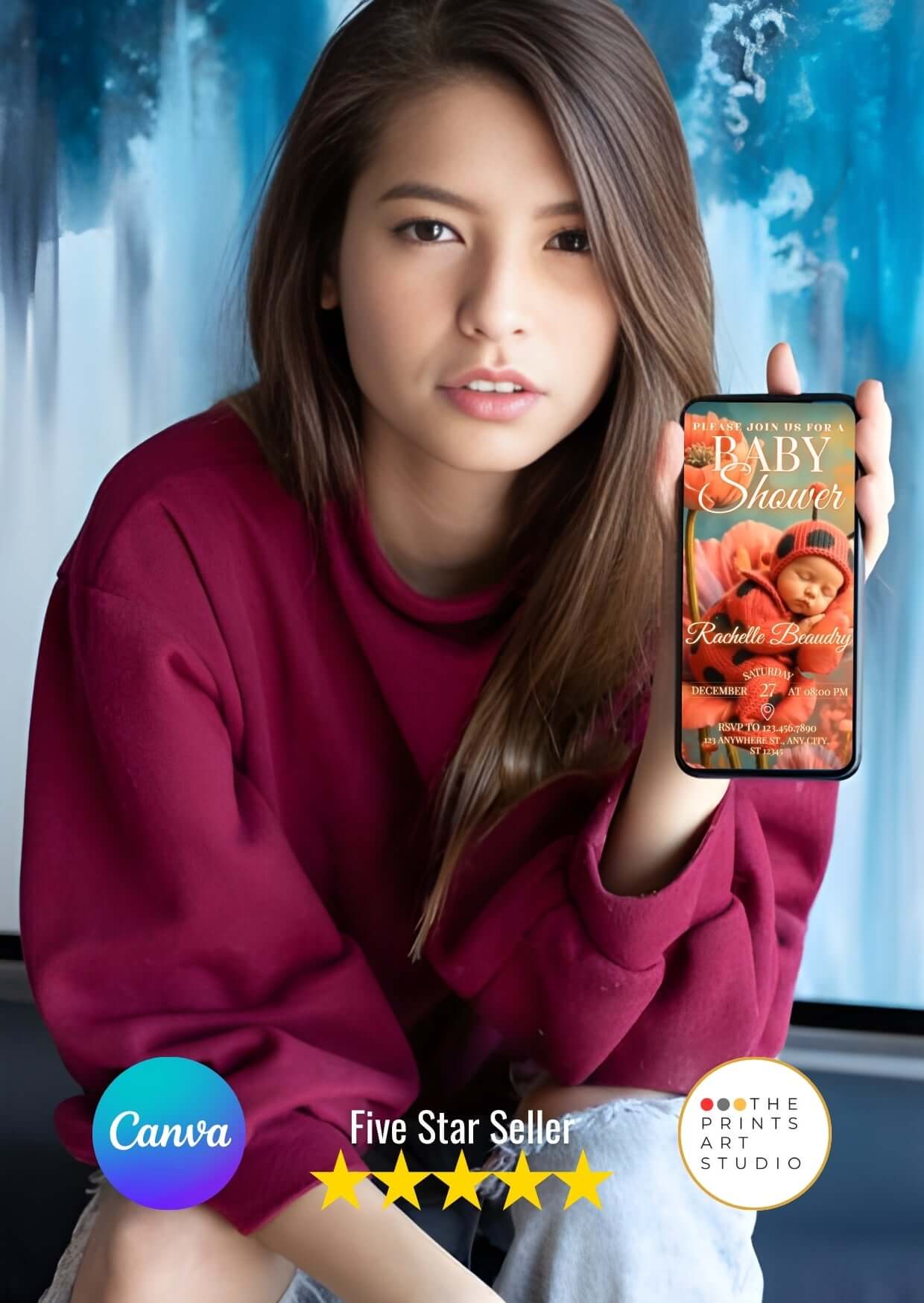 Ladybug Baby Shower Video Invitation – Editable Canva Template MP4