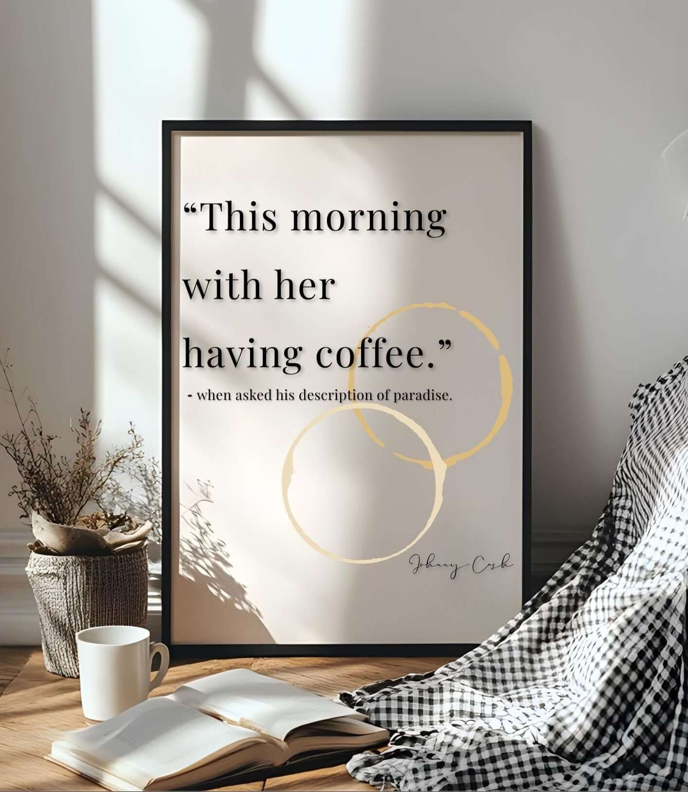 Johnny Cash Coffee Quote Print | Coffee Wall Art | Gift for Host, featuring a minimalist design with a classic Johnny Cash quote.