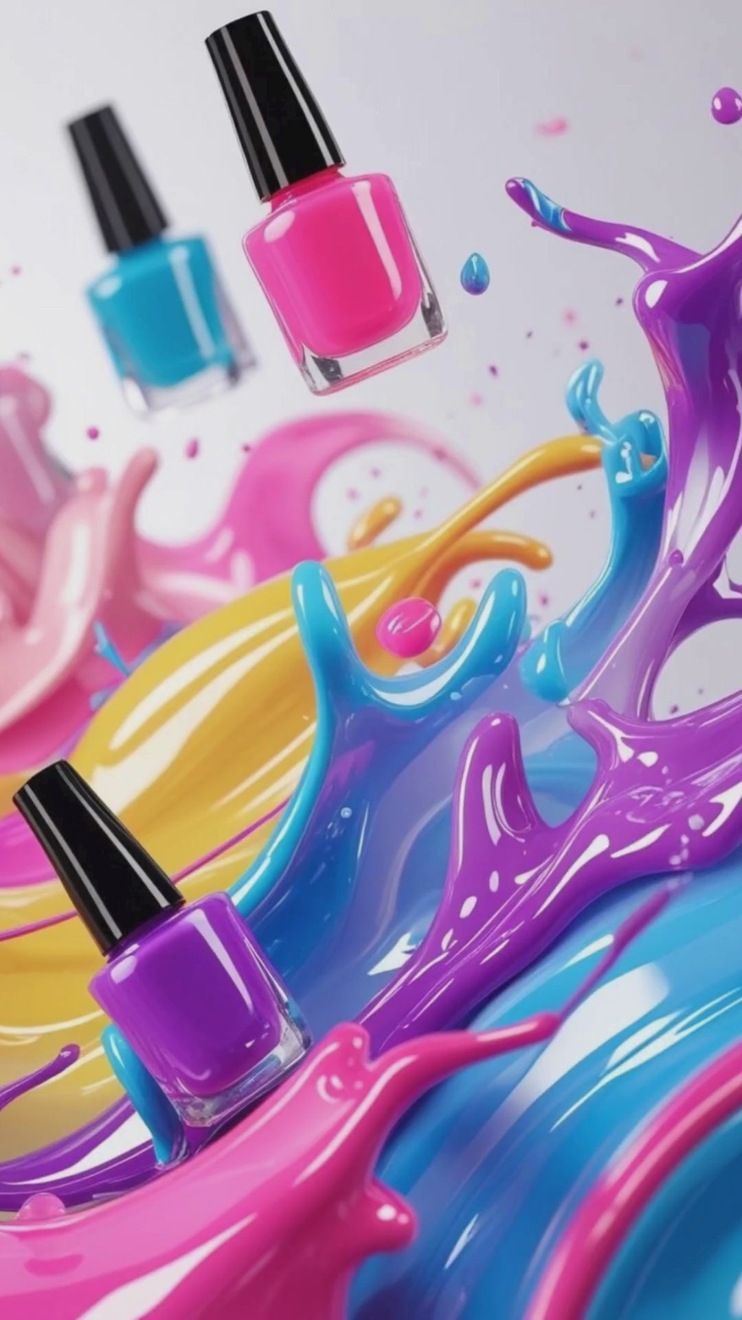 Editable nail salon promo video template showcasing vibrant nail designs on mobile screens