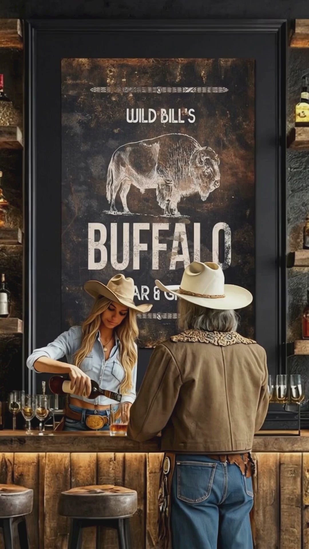 Buffalo Bill Birthday Invitation Video displayed on smartphone with western theme and animated features.